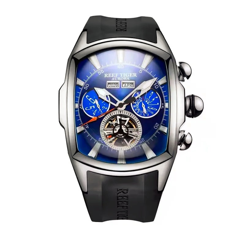 316L Stainless Steel Wine Barrel Automatic Watch Fashion Mulitfunction Tourbillo