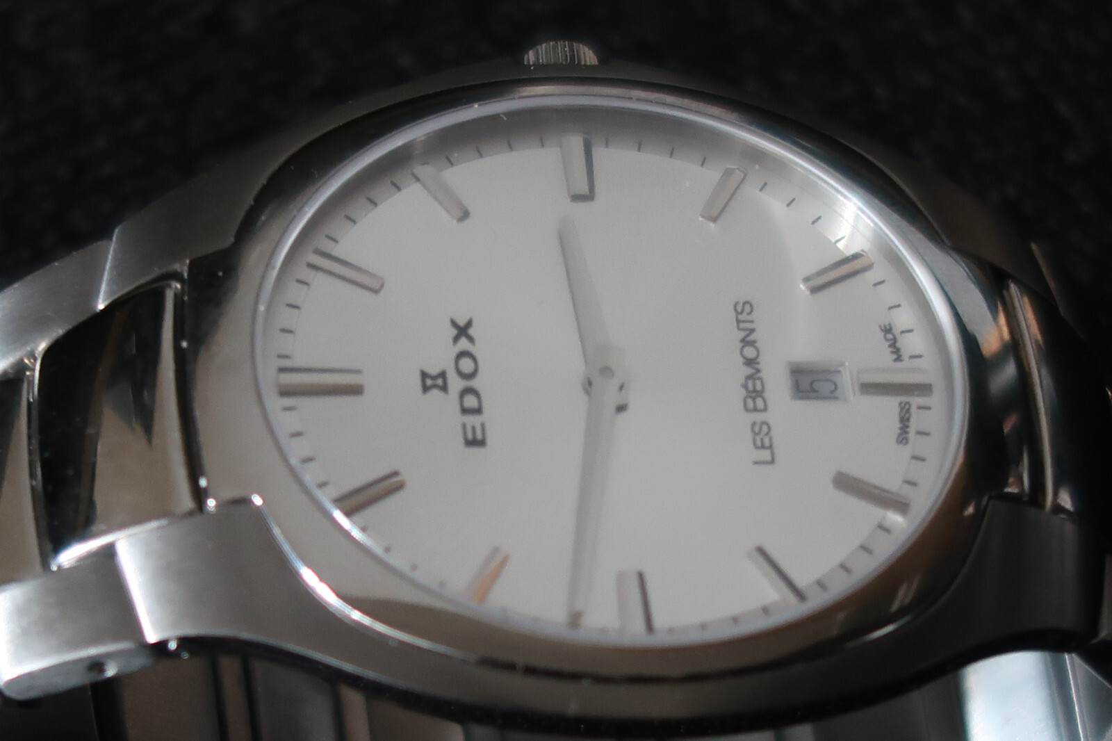 EDOX LES BEMONTS ULTRA SLIM WATCH 56003 SILVER & CHROME STAINLESS STEEL STRAP