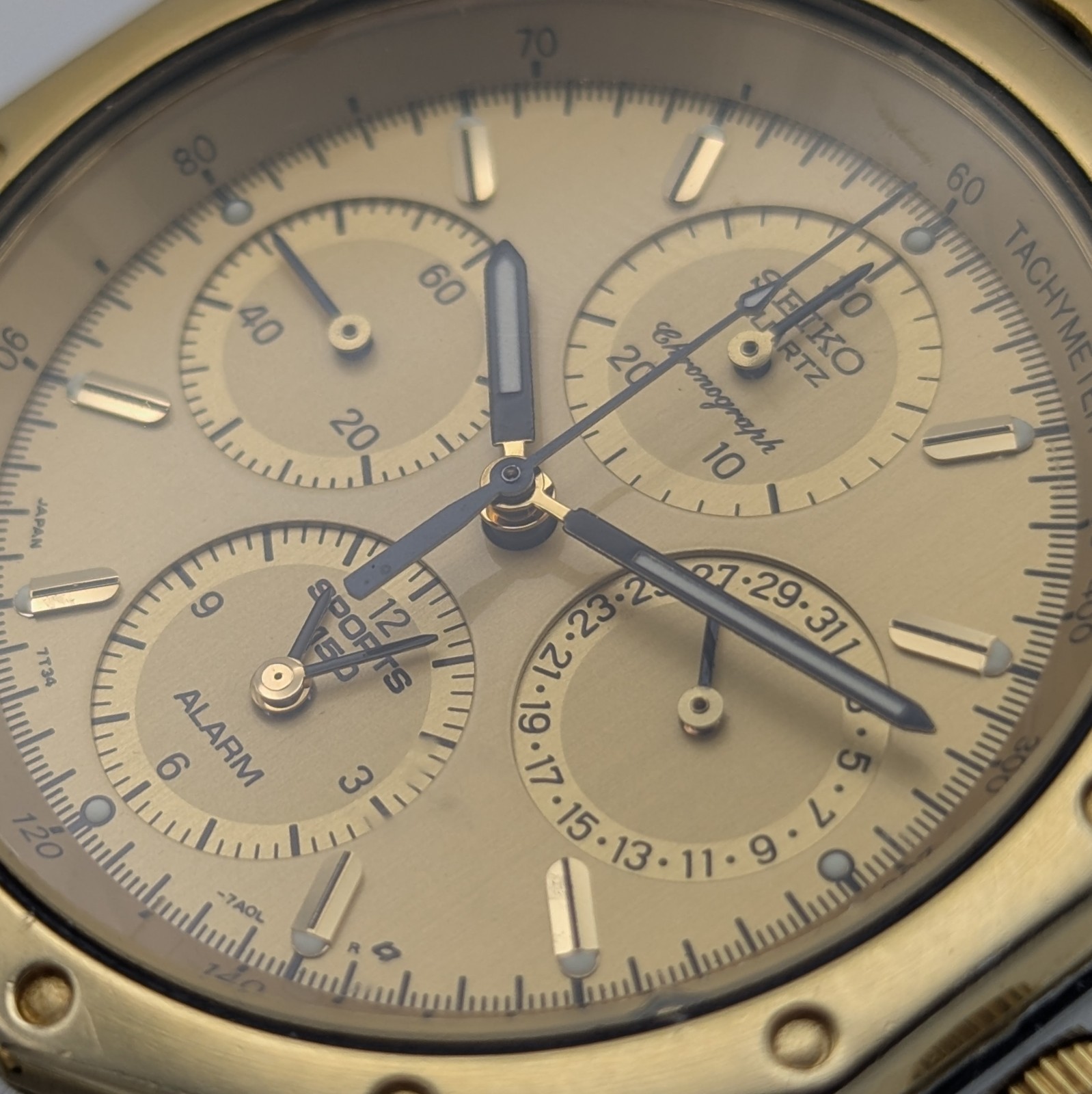 Seiko Sports 150 7T34-7A10 Chronograph Alarm Calender Men’s Watch. New Battery.