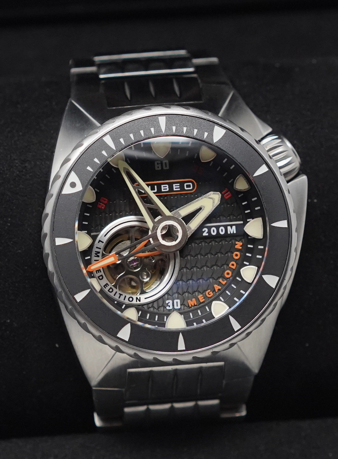 Nubeo Megalodon Automatic Diver Watch • Open Heart • Limited Edition