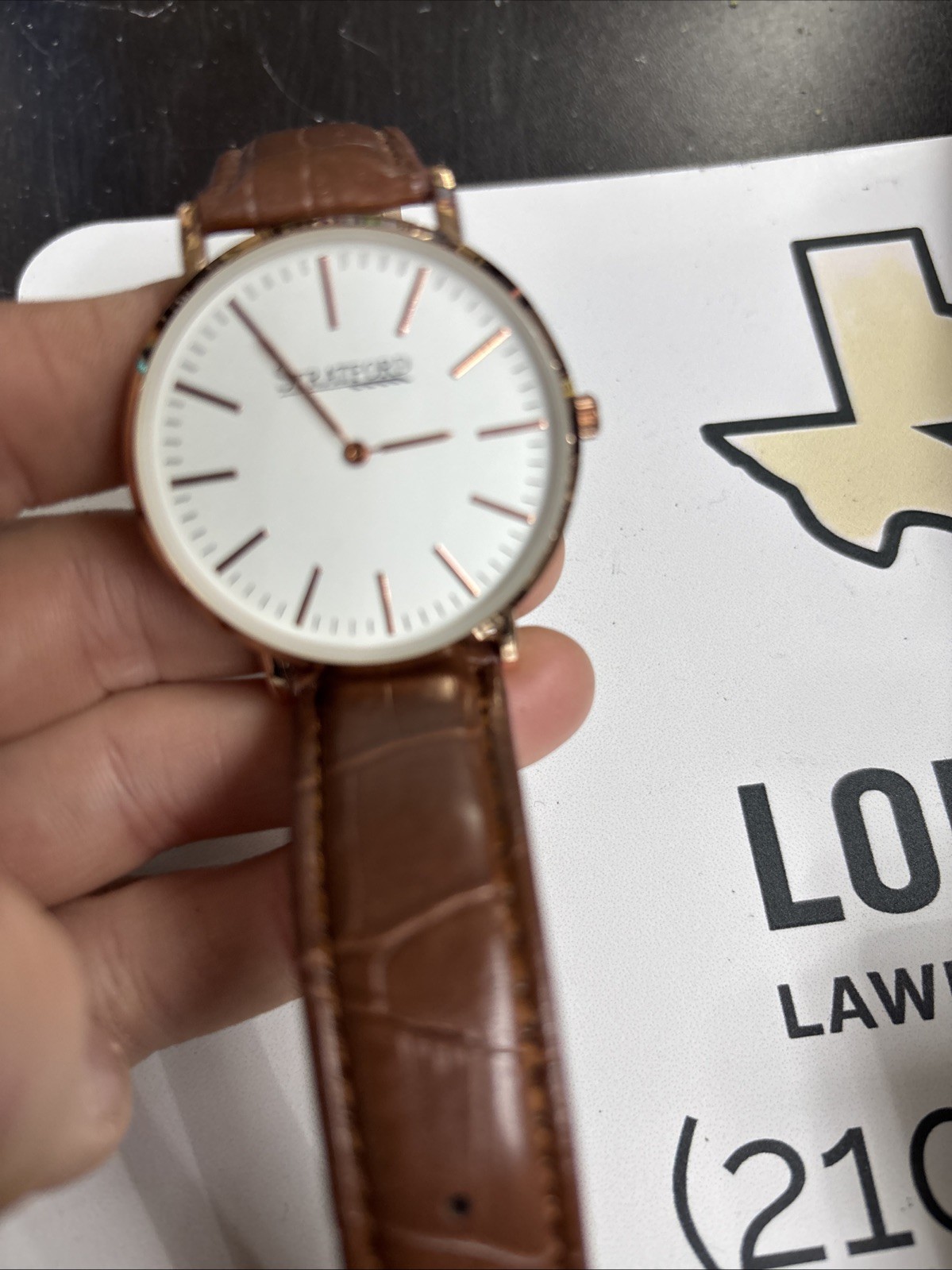 Stratford Rose Cold Brown Gator Embossed Leather Strap