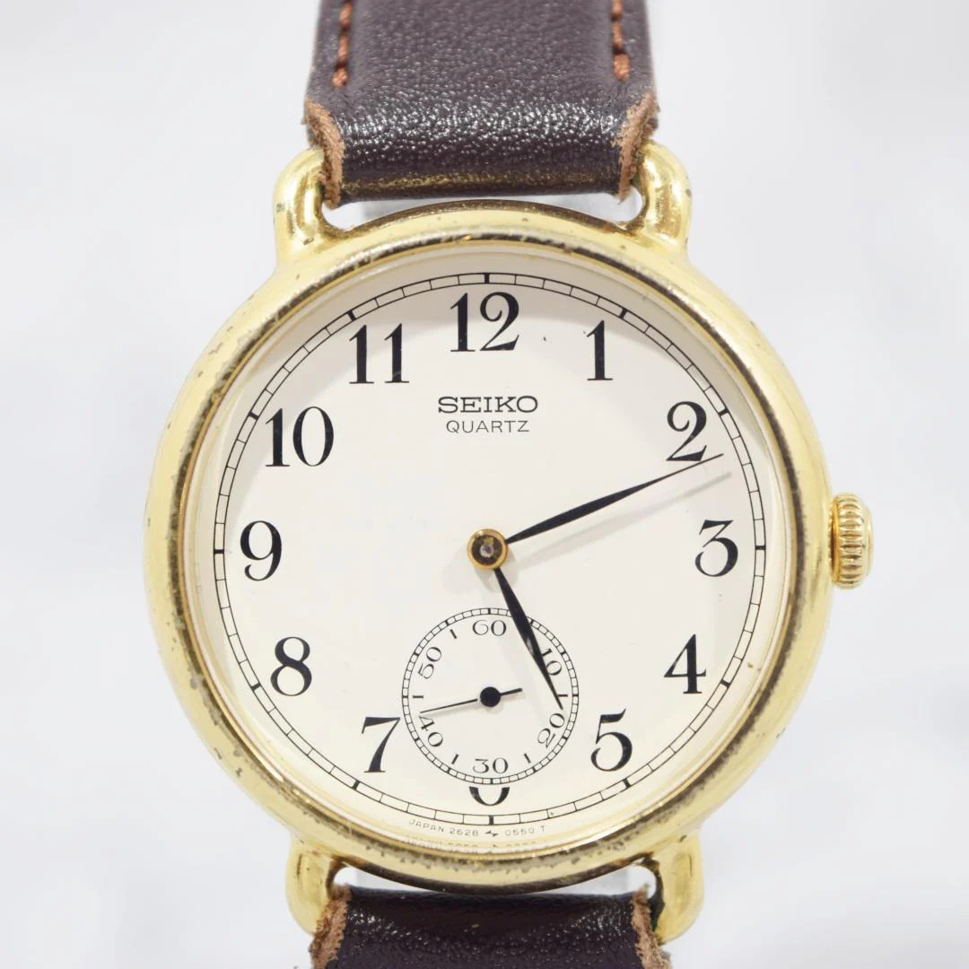 SEIKO Chariot 2628-0140 Quartz Small Seconds Gold Plated White Dial