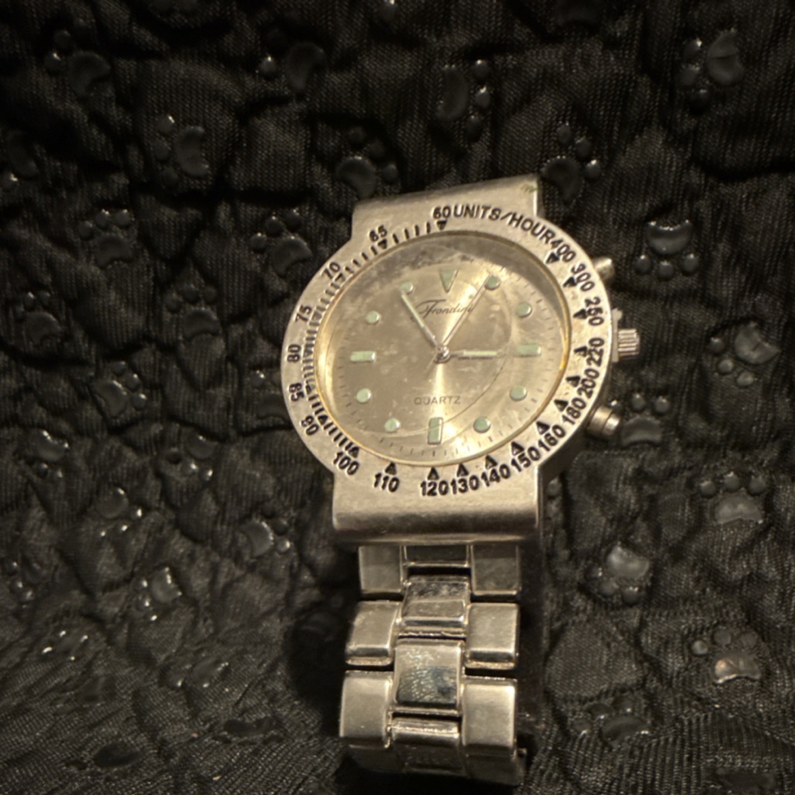 Fondini Quartz Analog Silver Dial Wristwatch Tachymeter SS Bracelet
