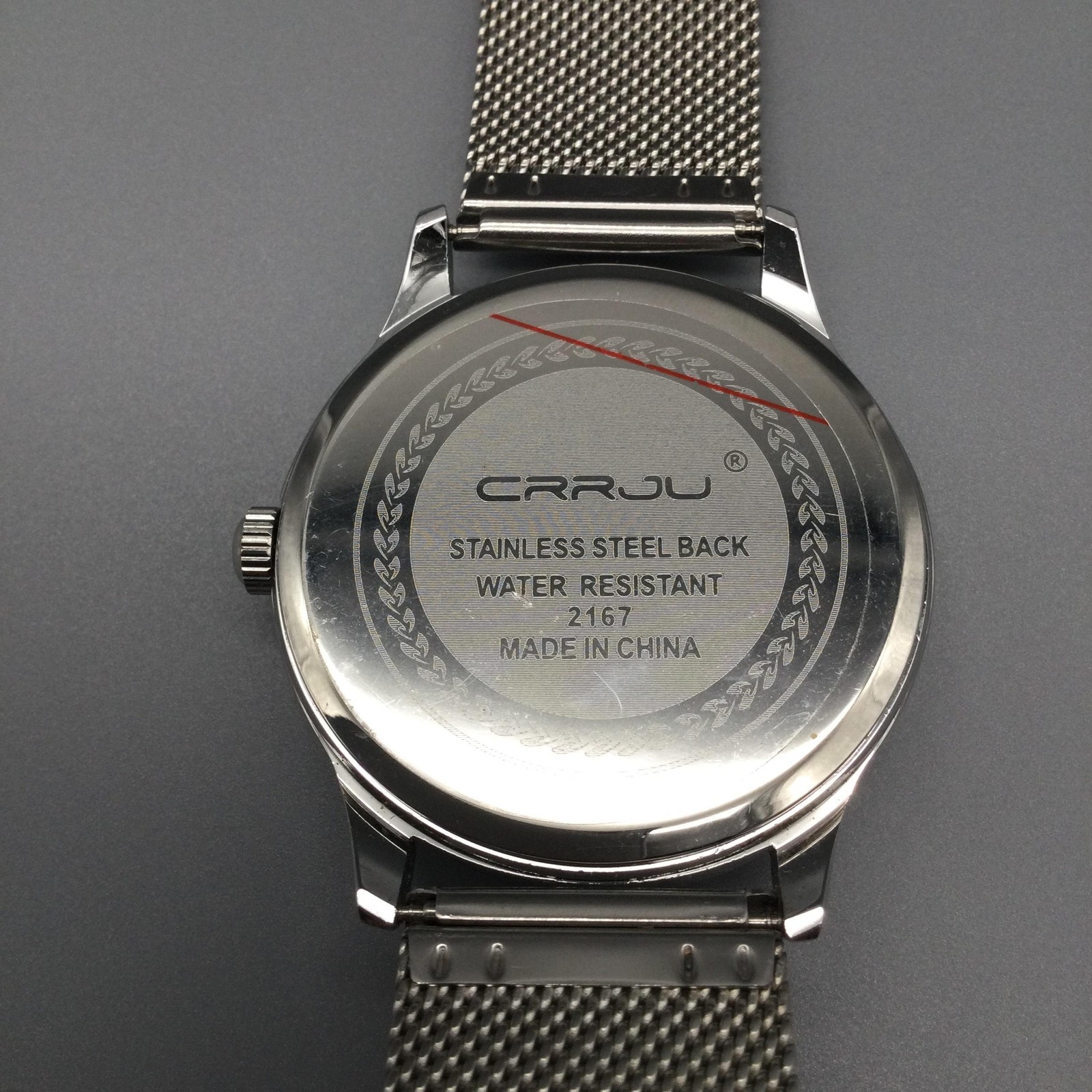 CRRJU Mens Watch 43mm White Stainless Steel Mesh Band 2167 New Battery
