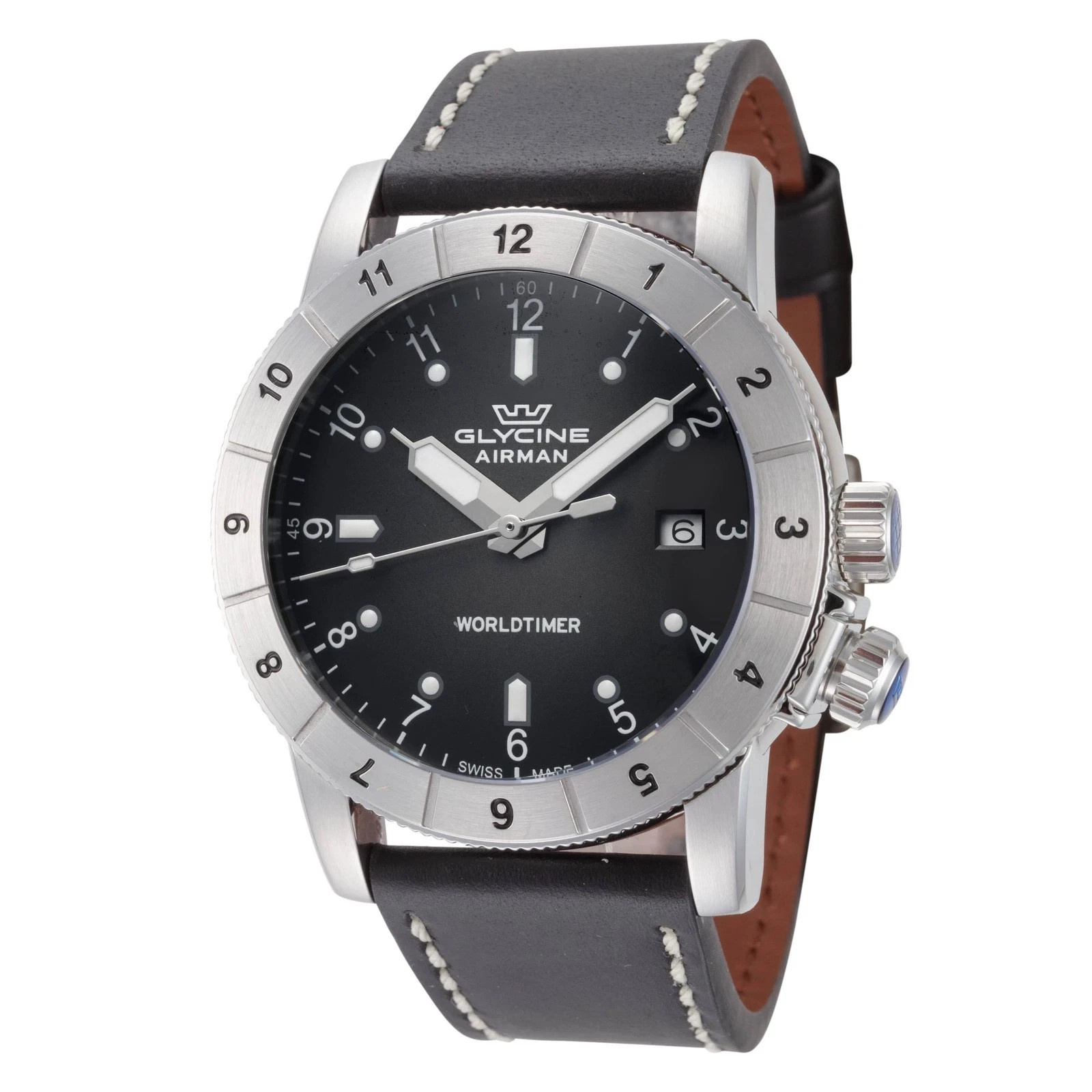 Glycine Men’s Combat Quartz Airman Worldtimer SWISS MADE Sapphire Crystal Watch