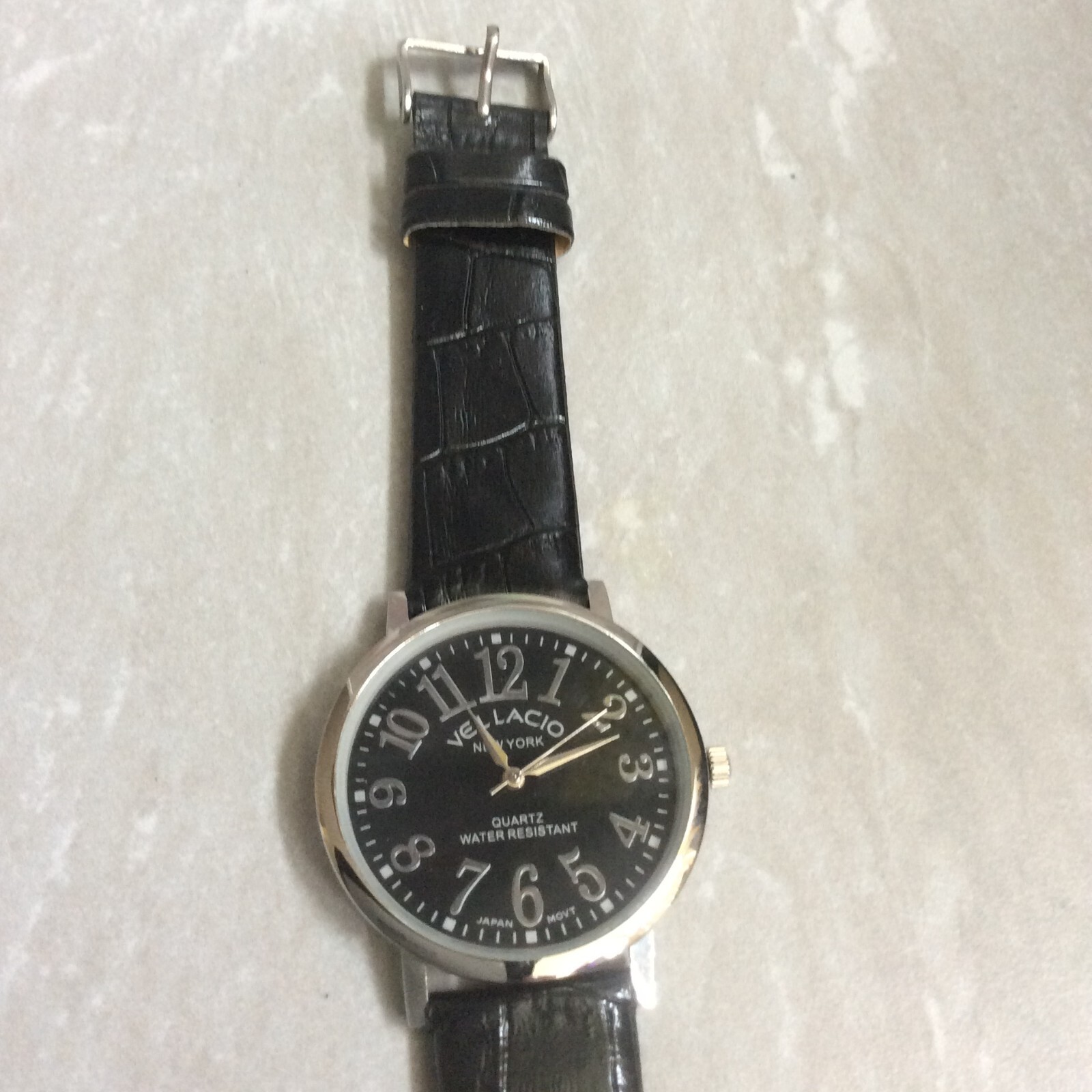 Vellacio New York Men’s Watch Round Black Dial on a Black Leather Band AWESOME!