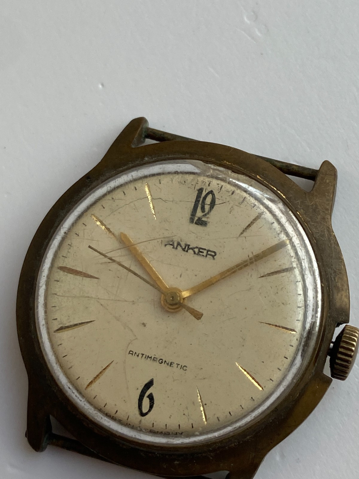 VINTAGE MEN WIRST WATCH FOR PARTS NOT WORKING ANKER RUHLA CAL UMF 24 GERMANY