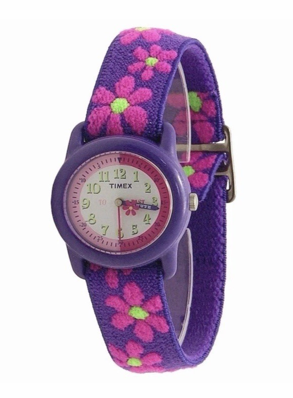 Timex Girl’s T890229J Purple Flowers Elastic Analog Watch