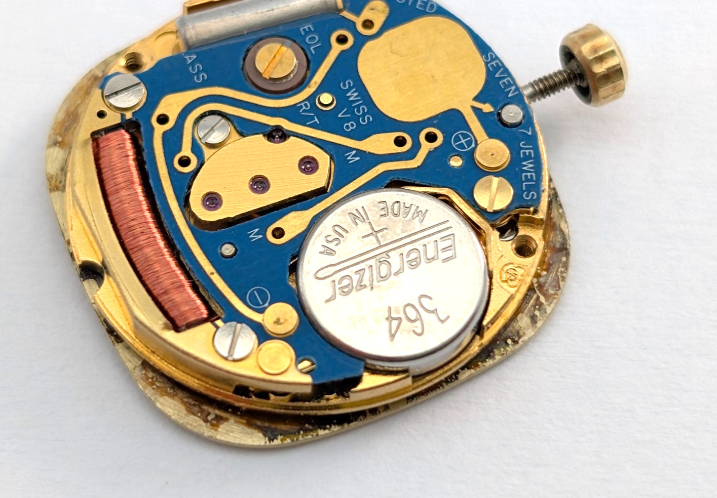 HAMILTON Swiss Quartz Calendar Watch Movement ETA 956.112 7j 17mm PARTS REPAIR