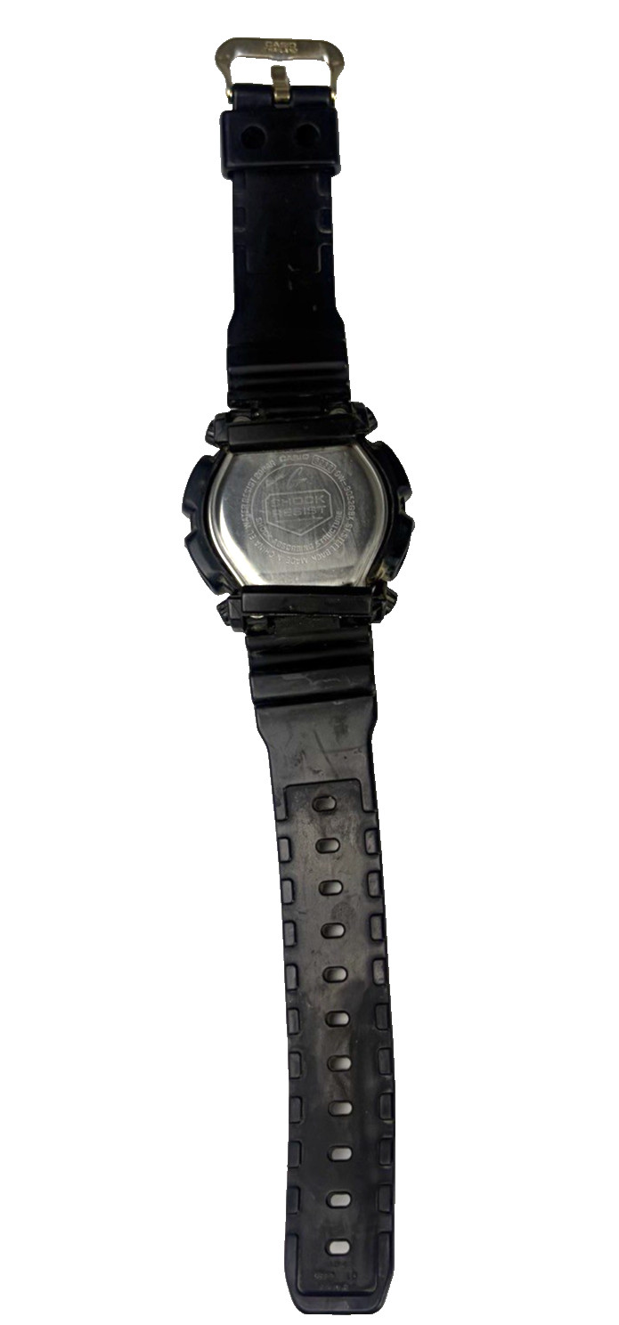 Casio G-Shock DW9052GBX Digital Black & Gold Men’s Watch Works (Missing Button)