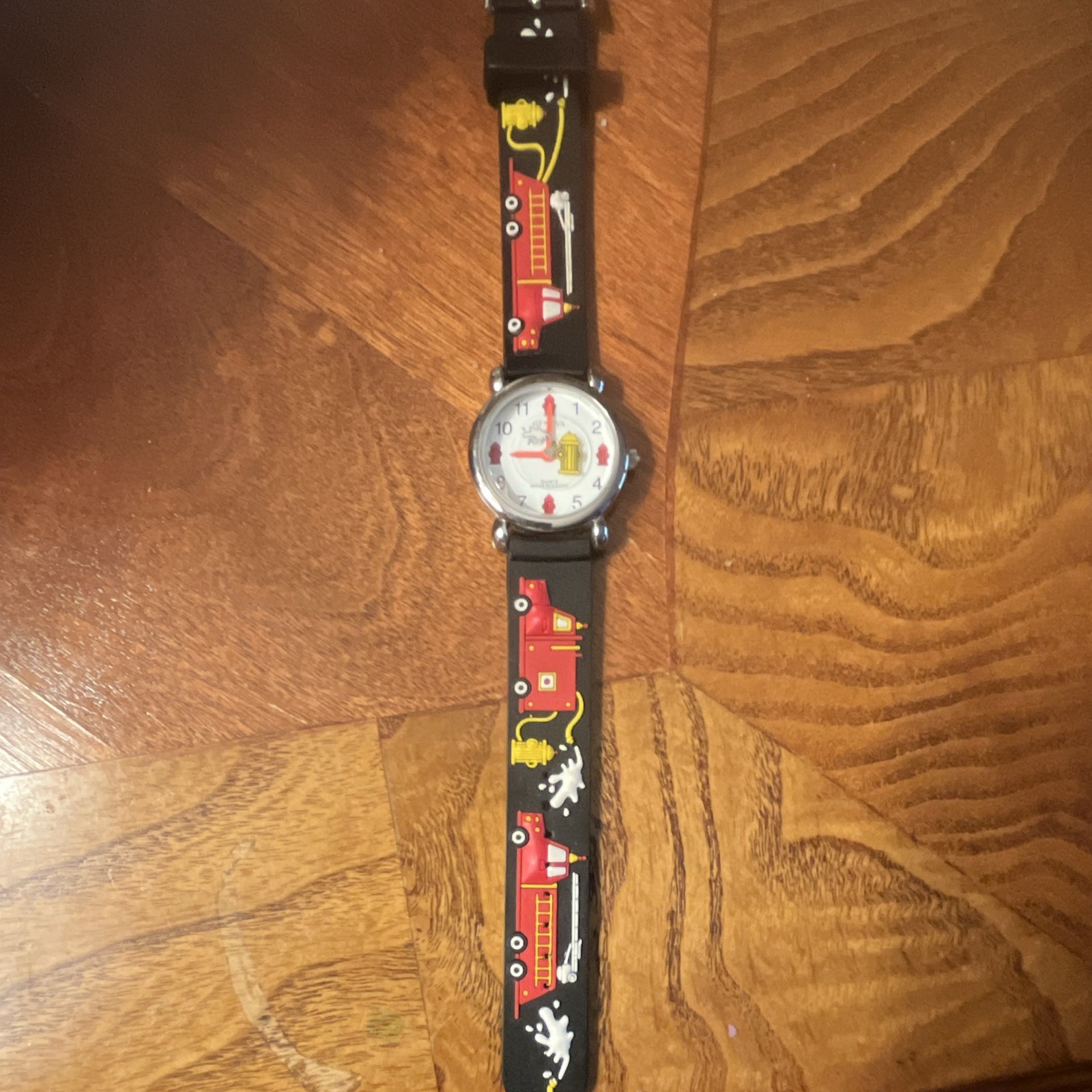 Geneva Fire Department Fire Truck Quartz Analog Watch Black Strap needs battery