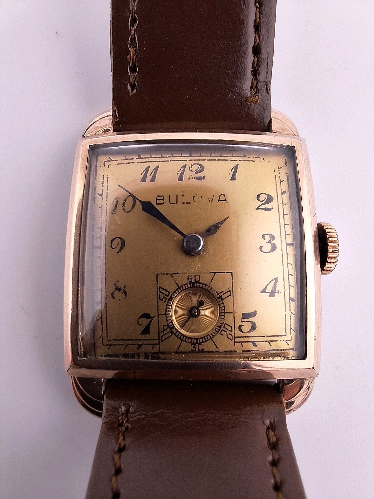 Mens Bulova 14k 17J 1944 Rose “Unknown” Vintage Antique Runs Deco Pink