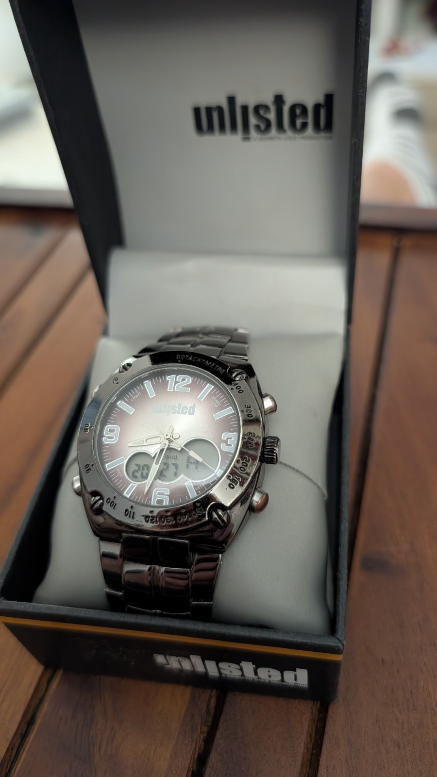 Unlisted Men’s Gunmetal Watch UL1069 Dark Tone Analog Digital Display Free Ship!