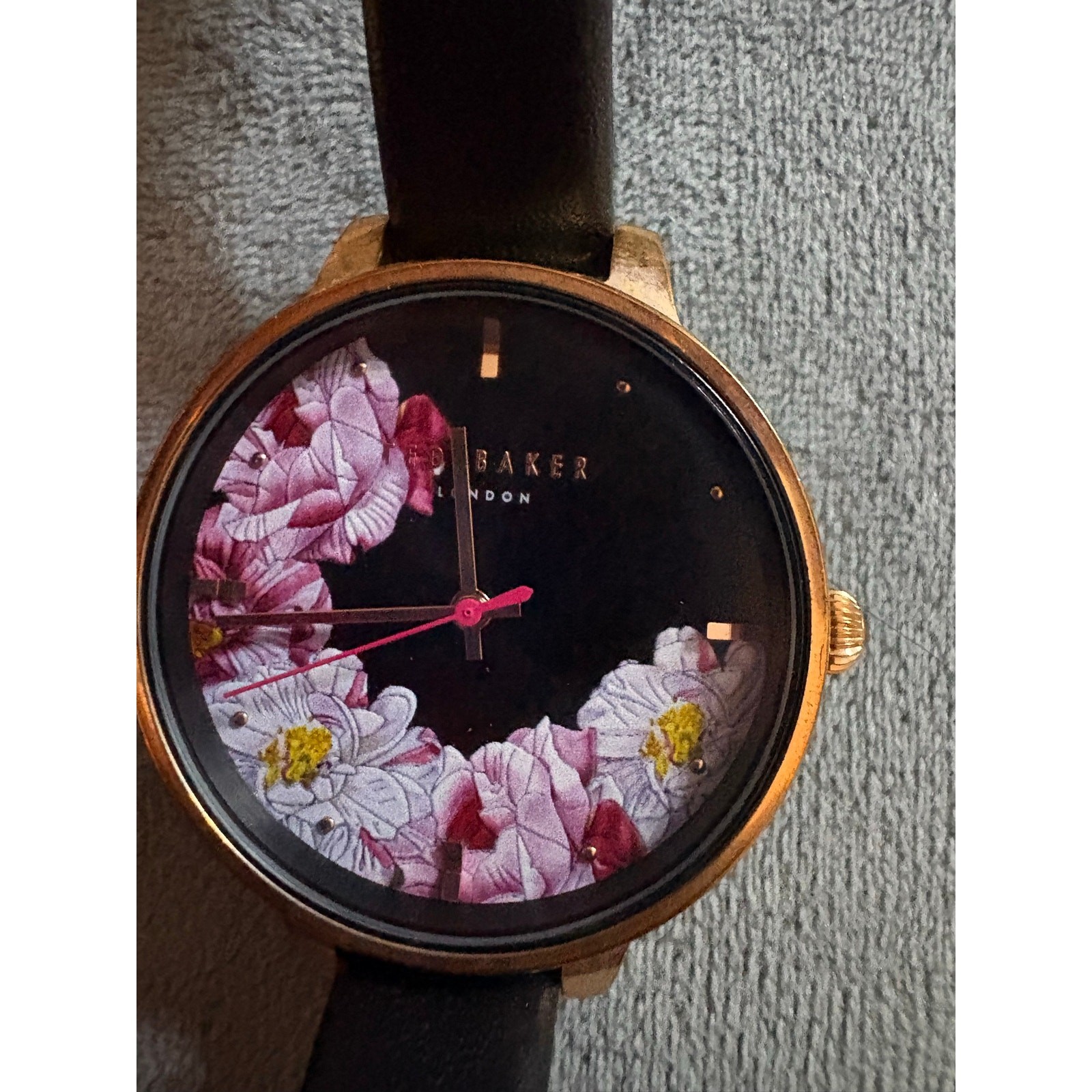 Ted Baker Kate Watch Floral Rose Gold Slim Leather Band 38 mm New in Box