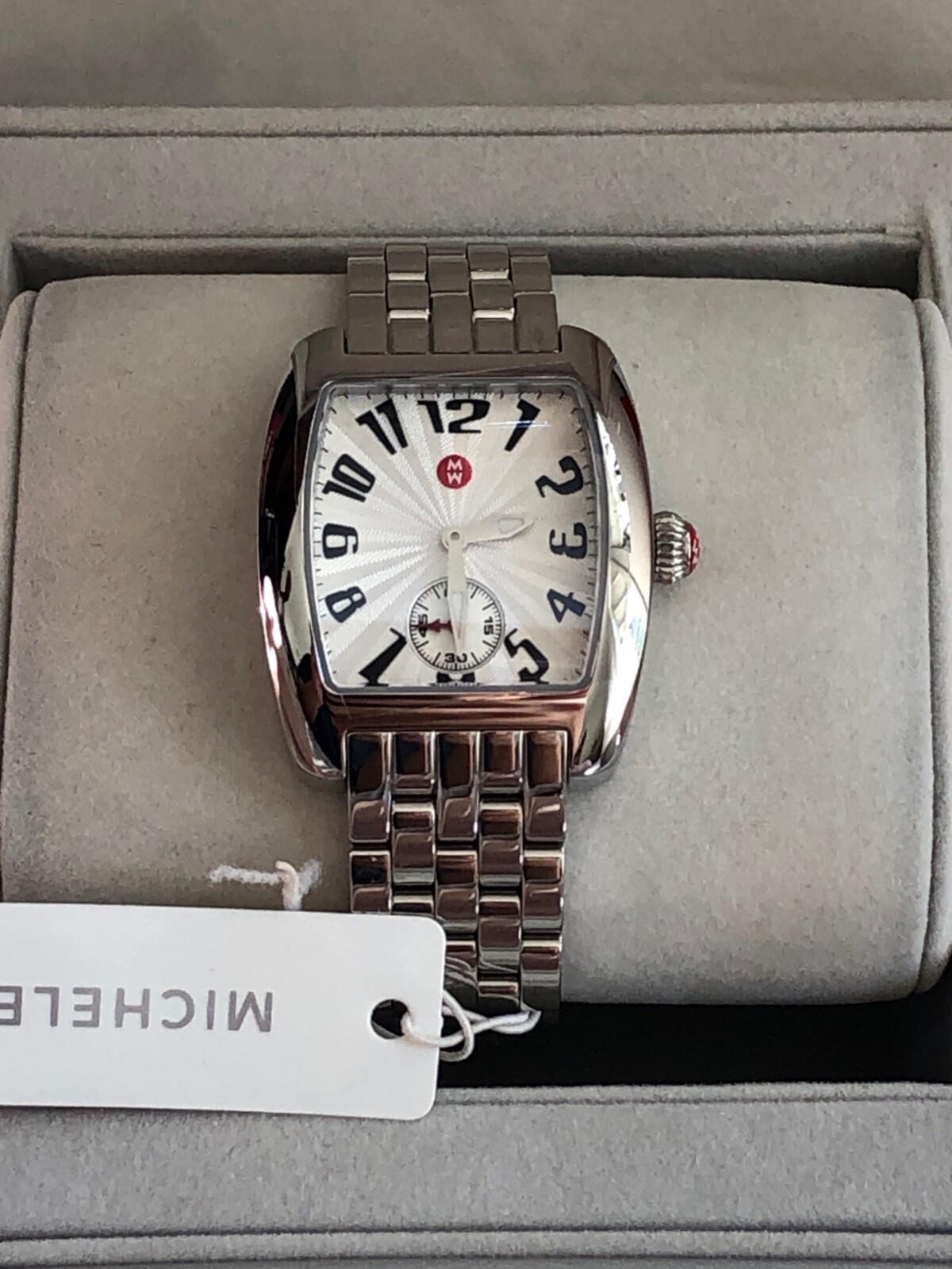 New Michele Urban Silver Bracelet Watch Retail $995