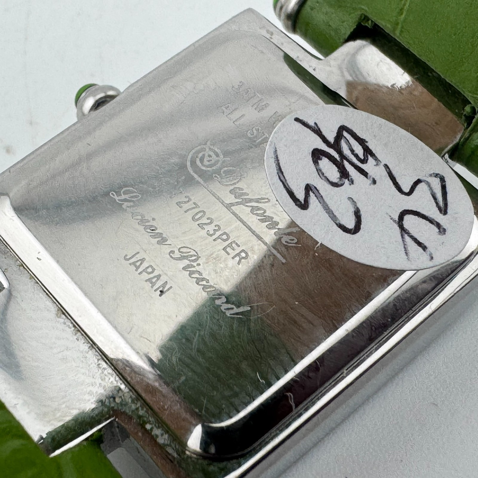 Dufonte Lucien Piccard Quartz Watch Women Silver Green Square Leather New Batter