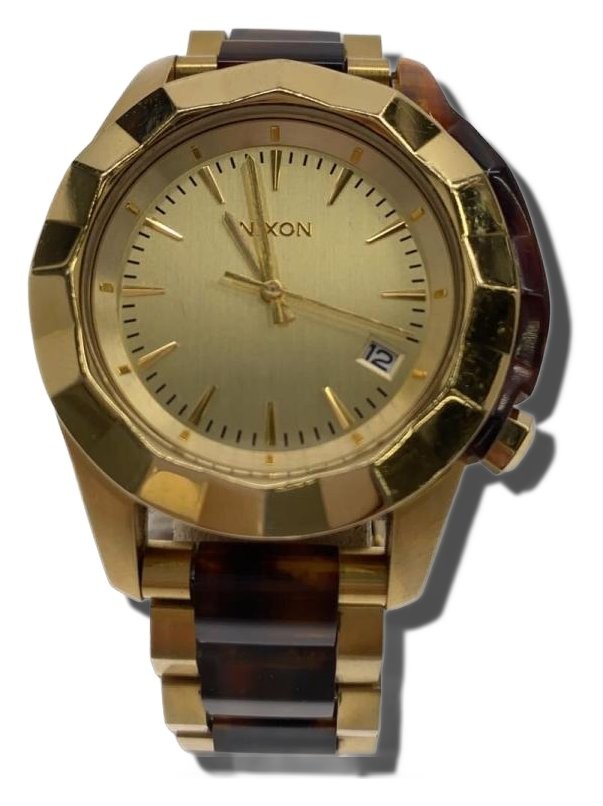 NIXON Watch Stainless Steel Gold Authentic Men H:1.97” W:1.65” 5713