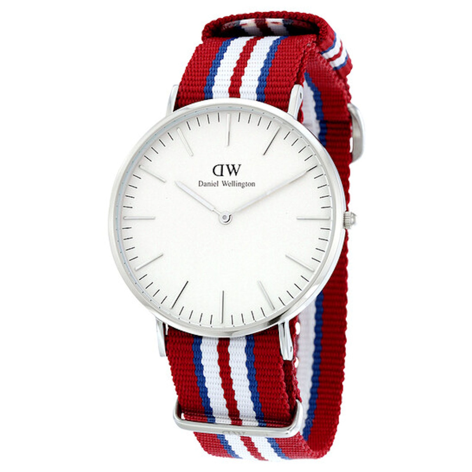 Daniel Wellington Classic Exeter Blue Red White Fabric Strap Mens Watch 0212DW
