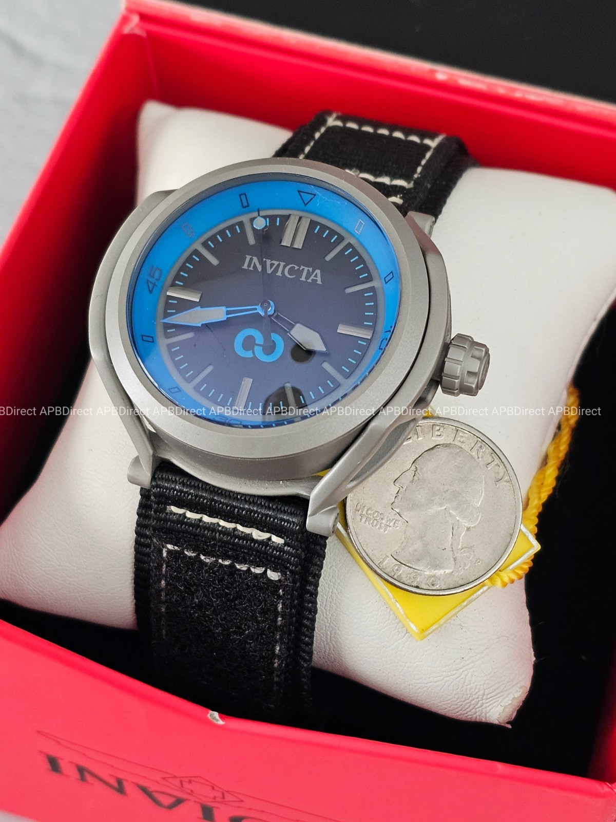 Invicta – CORDUBA – Black Nylon Strap – Brushed Gray Case / Blue mens watch