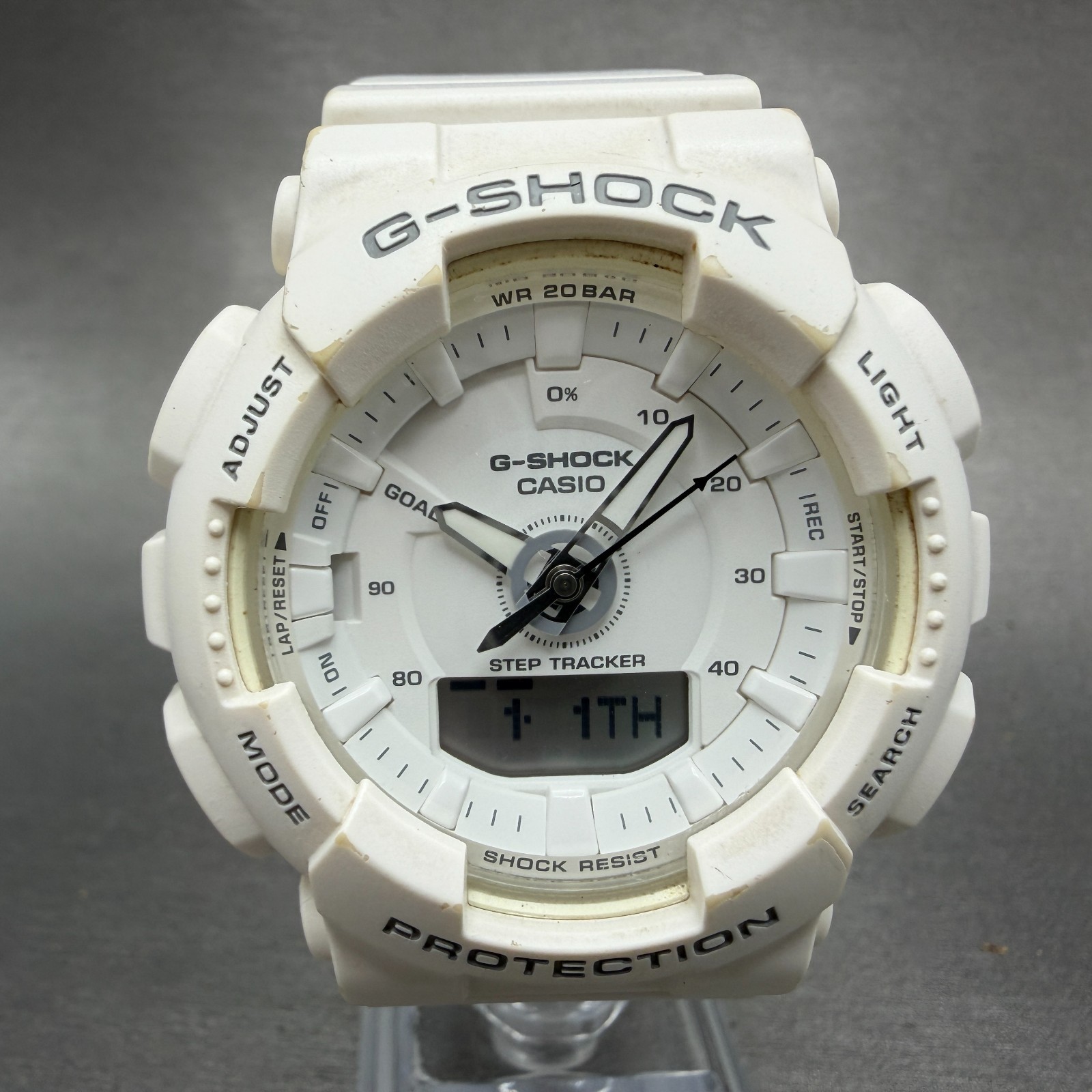 Casio G-Shock GMA-S130 Watch Men 46mm White Alarm Chrono Analog Digital New Batt