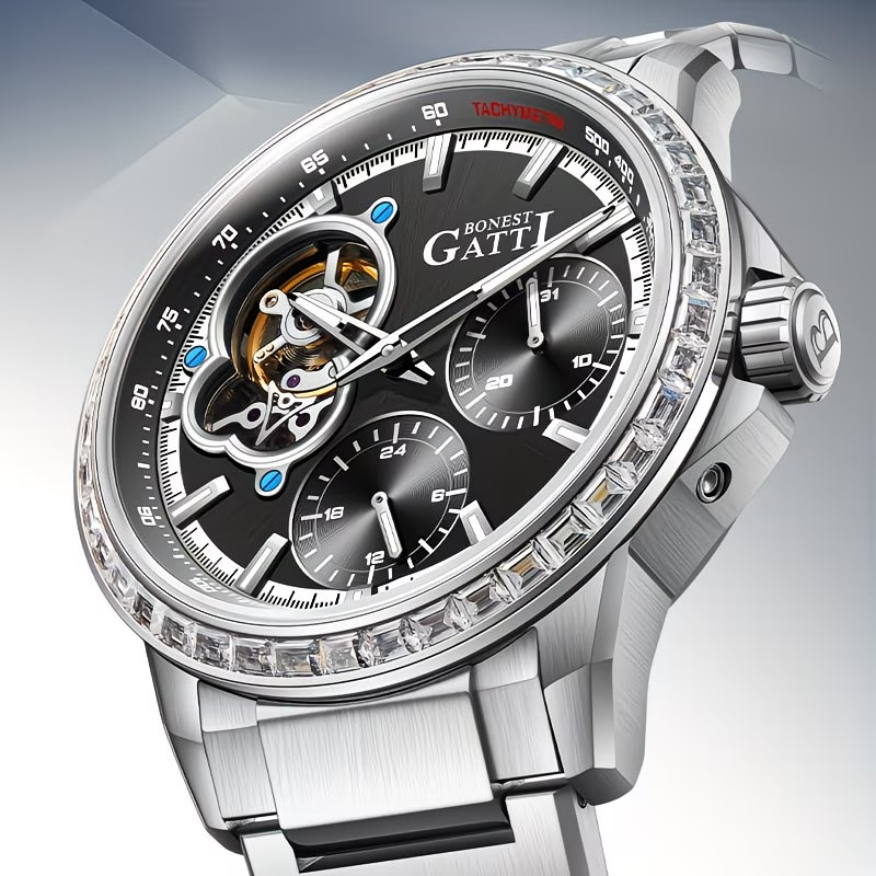 BONEST GATTI Men’s Dial Sapphire Tourbillon Automatic Watch Black 43 mm