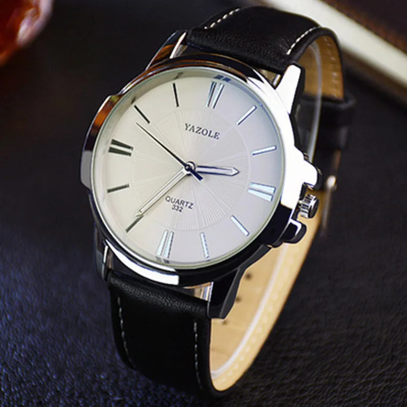 Mens Watches Top Brand Luxury Blue Glass Watch Men Leather Roman Wristwatch
