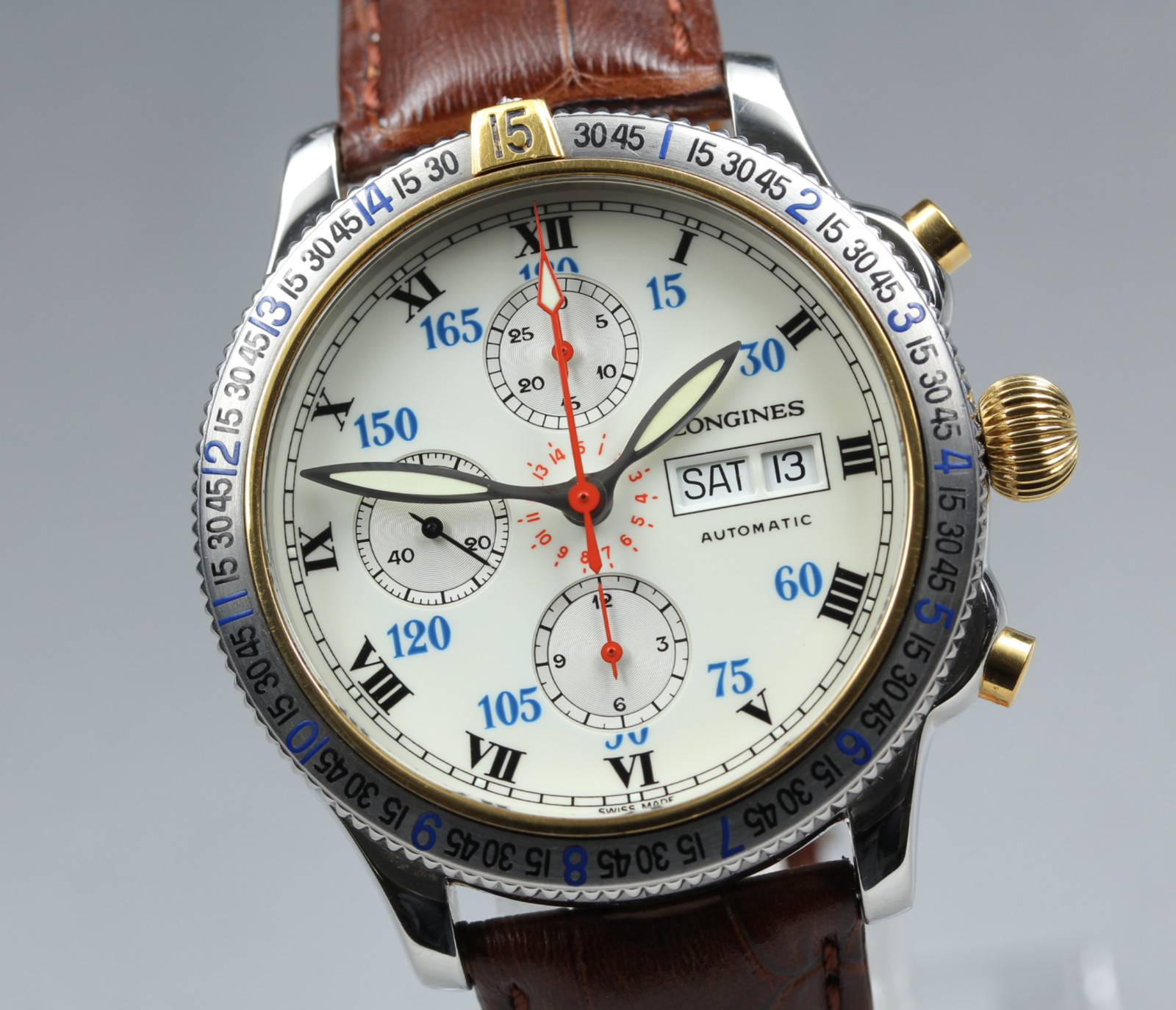 Longines Lindbergh Hour Angle Chronograph L2.618.5 41mm White Dial AT Mens Watch