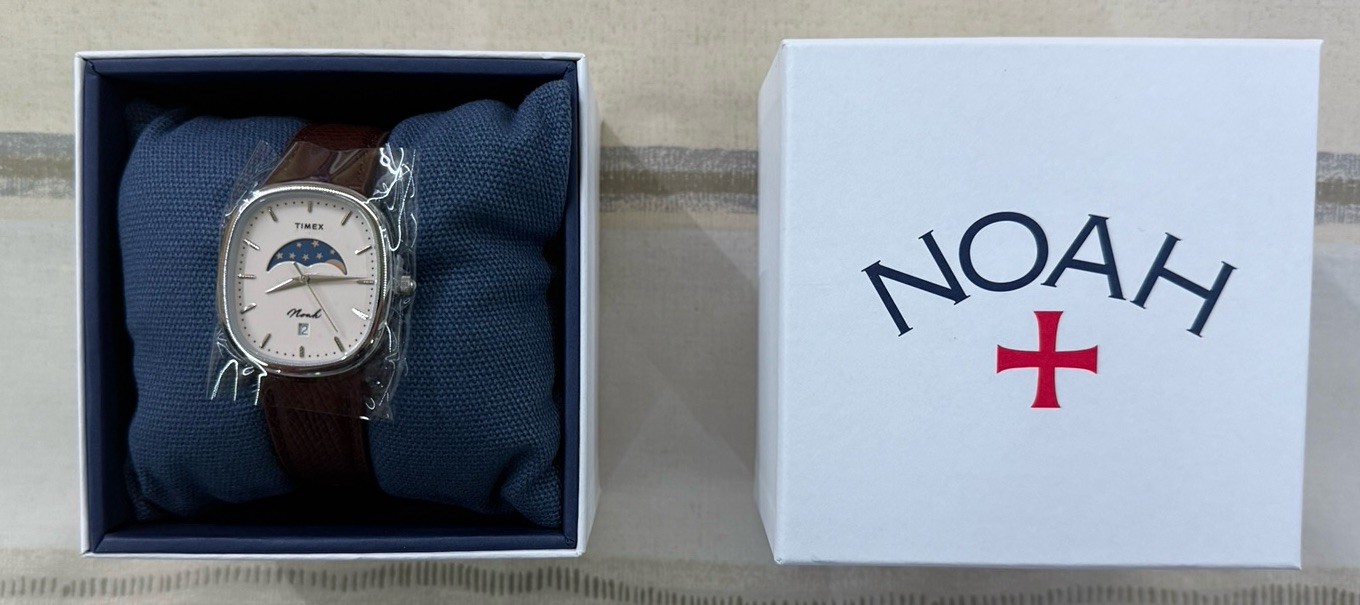 Noah x Timex Oval Moon Phase Silver Brown In Box From Japan Rare New F/S