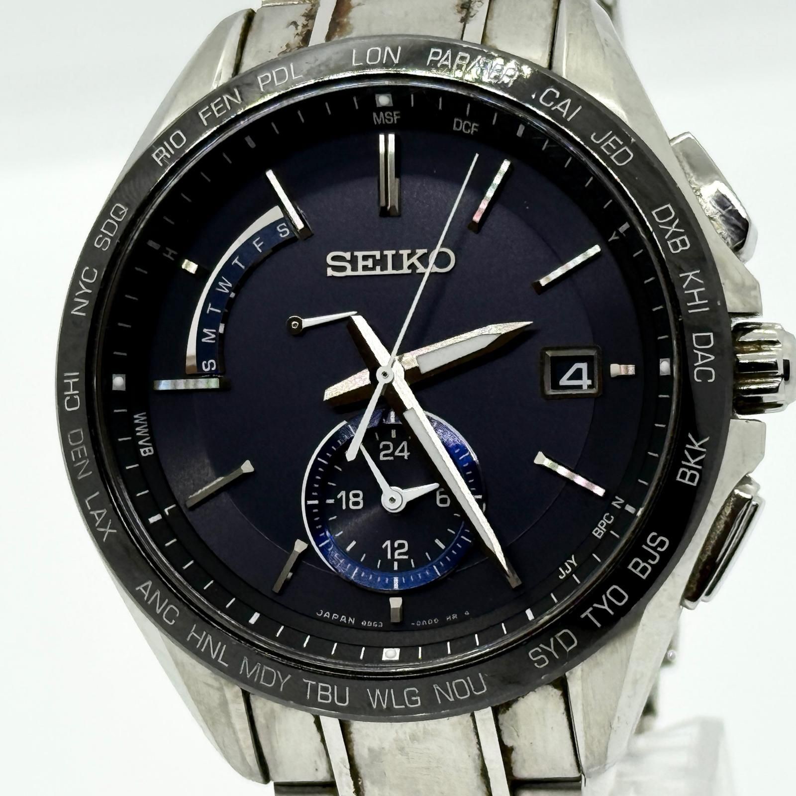 Seiko Brightz 8B63-0AB0 Solar Quartz Black Dial Men Wristwatch