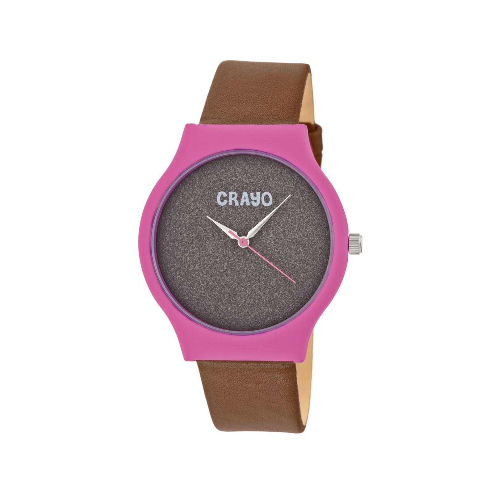 Crayo Glitter Women’s Hot Pink Brown Glitter Dial Quartz Watch CR4502