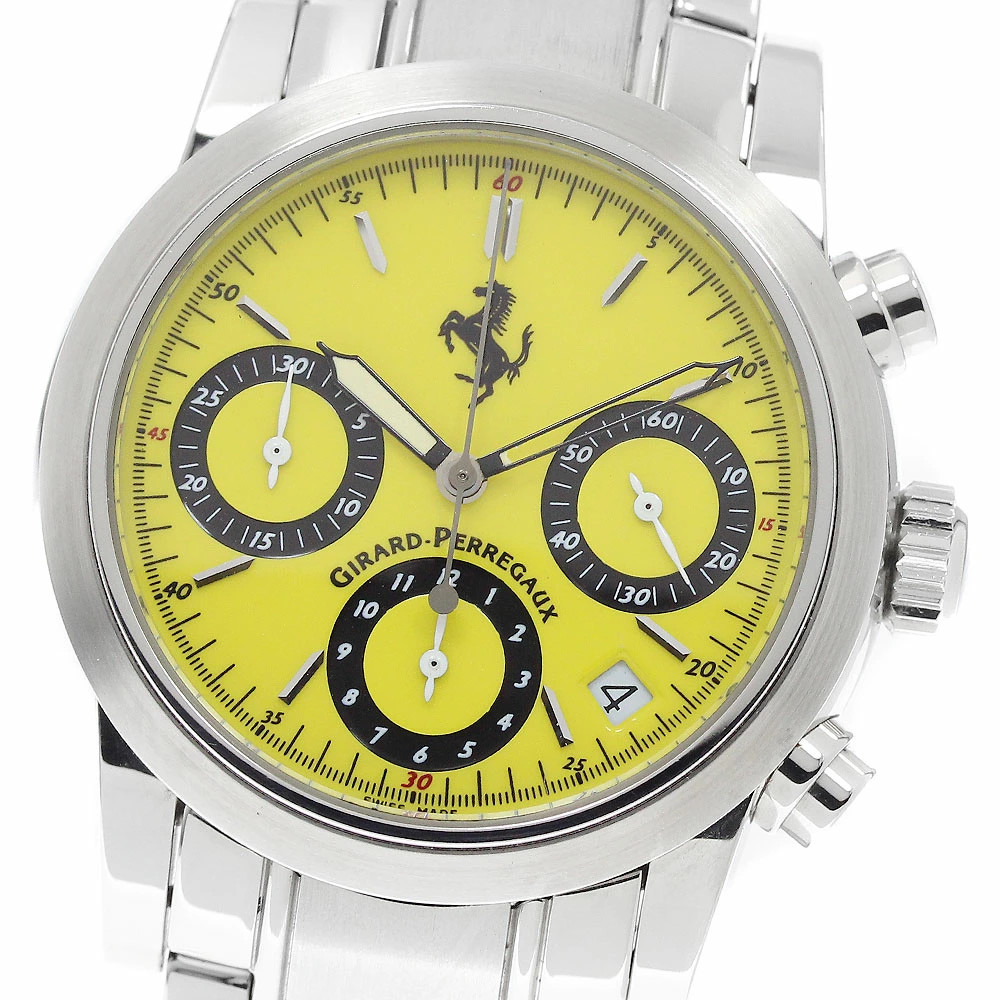 GIRARD PERREGAUX WATCH 8020 FERRARI CHRONOGRAPH AUTOMATIC DATE YELLOW DIAL MEN’S