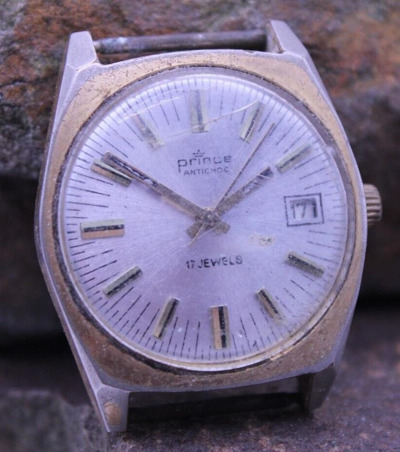 PRINCE 17j 140-1B FF MEN’S WRIST WATCH 33.6×40.5mm 18.8mm LUG FOR REPAIR (A24)