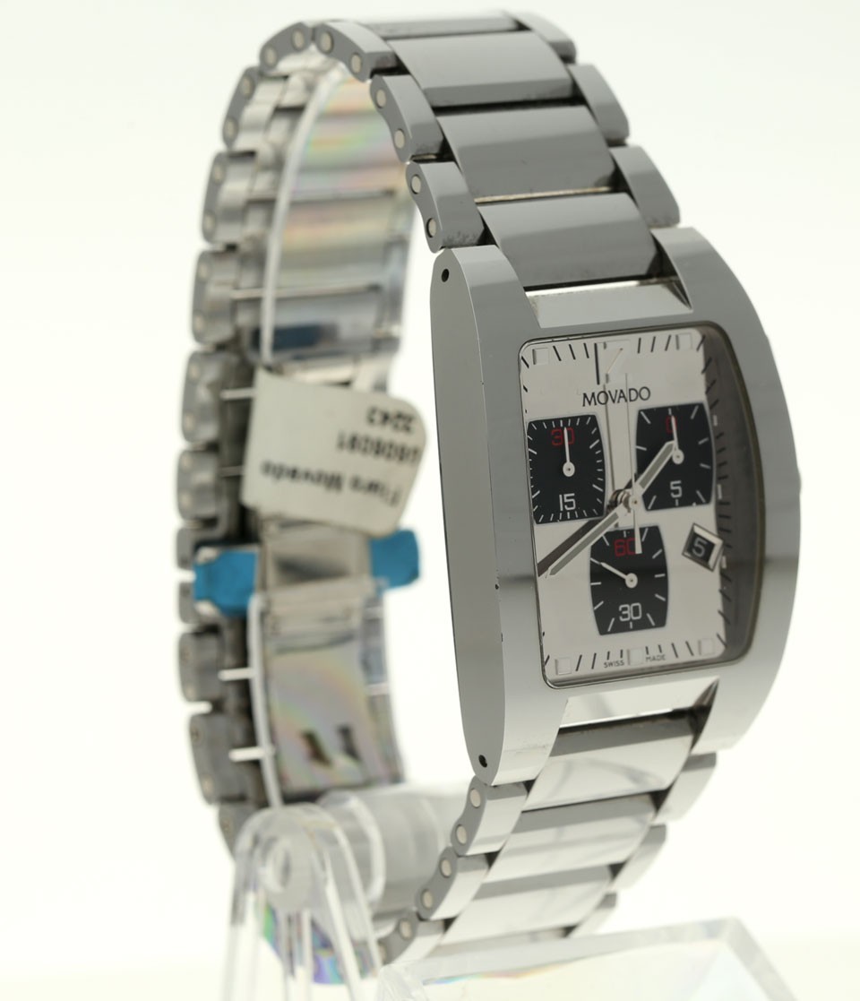 Movado Fiero #89 H1 1453 Swiss Quartz Chronograph Tungsten SS Watch 32MM $3495