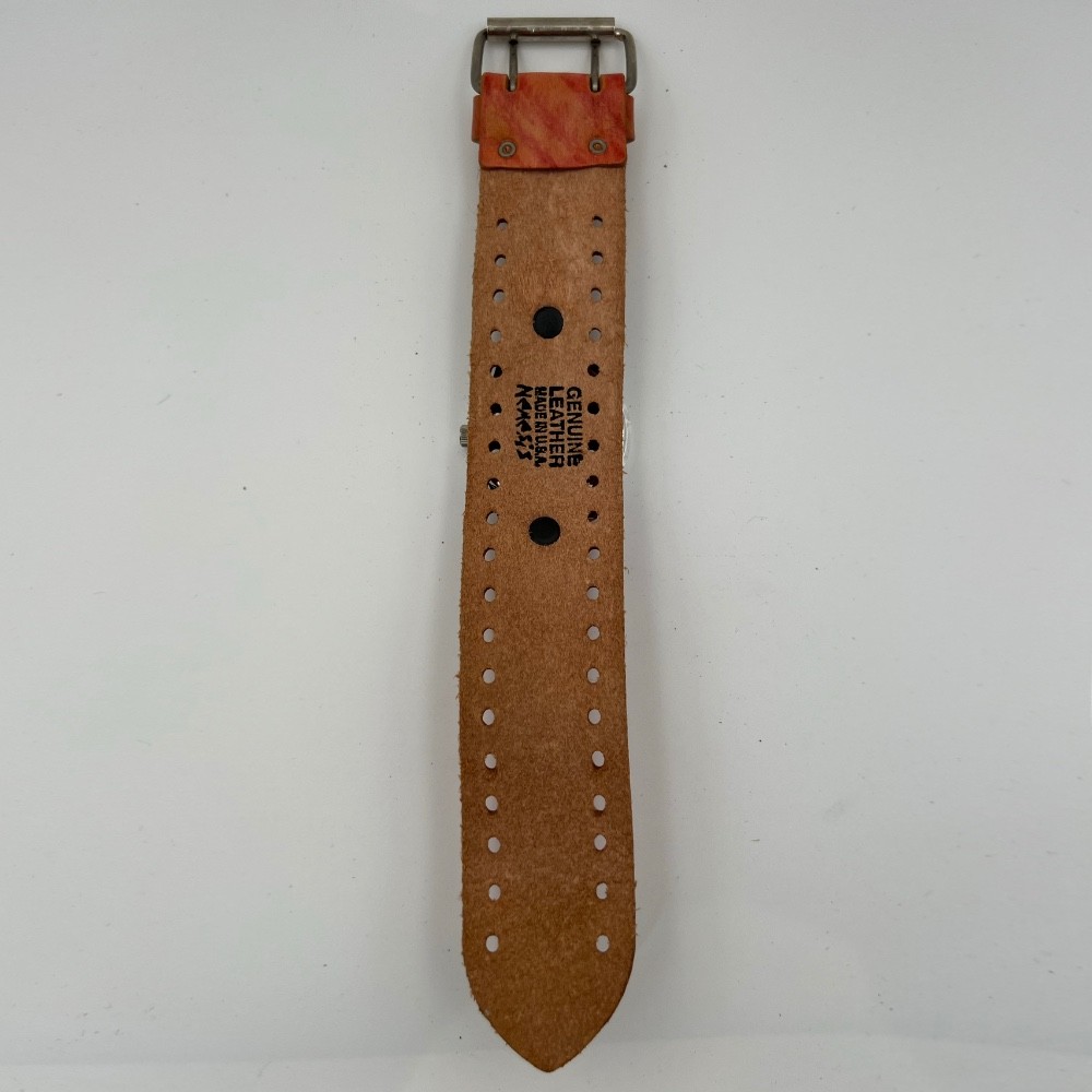 Nemesis Silver Dial Analog Watch Red/Orange Leather Cuff Band