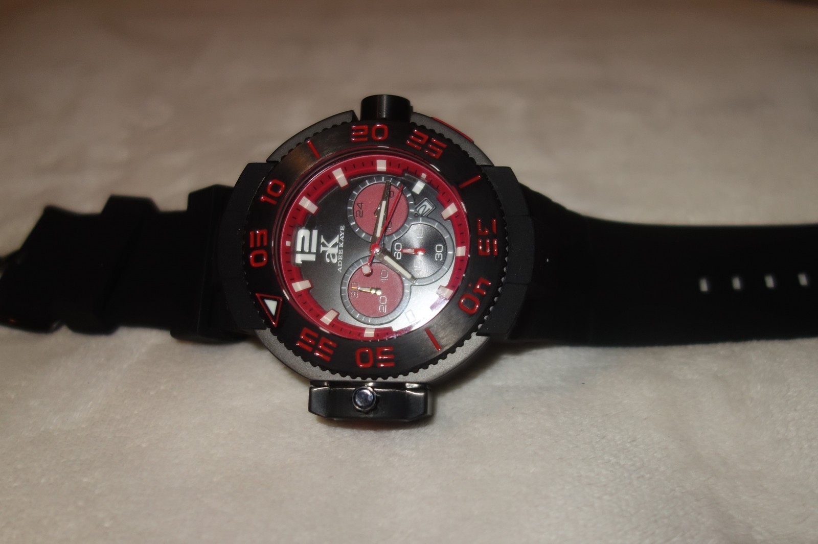 ADEE KAYE Combat Quartz Chronograph Dual Time Zone AK8005 Men’s Watch NEW