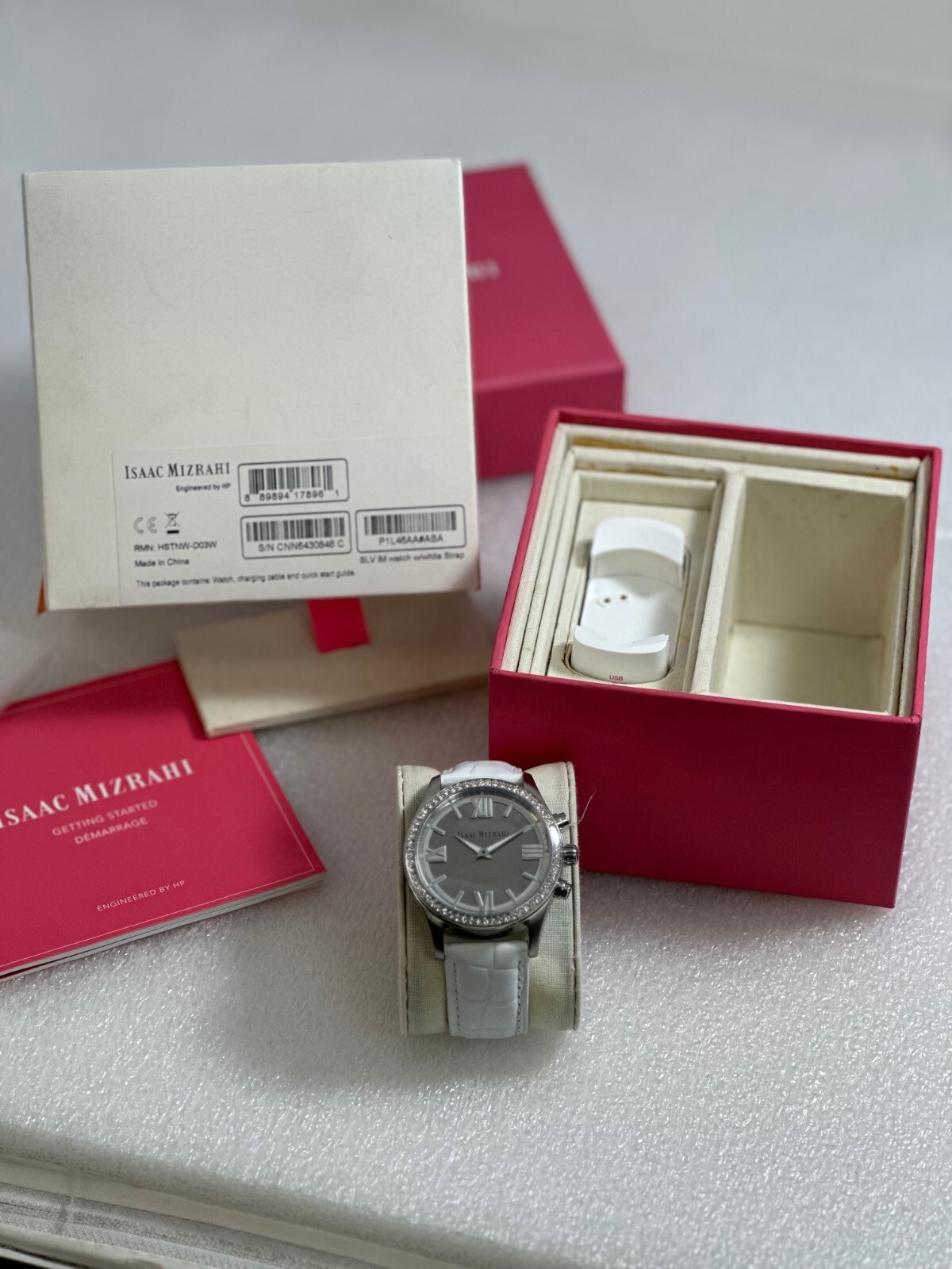 Isaac Mizrahi P1L46AA#ABA Smartwatch 42mm Silver with Crisp White strap