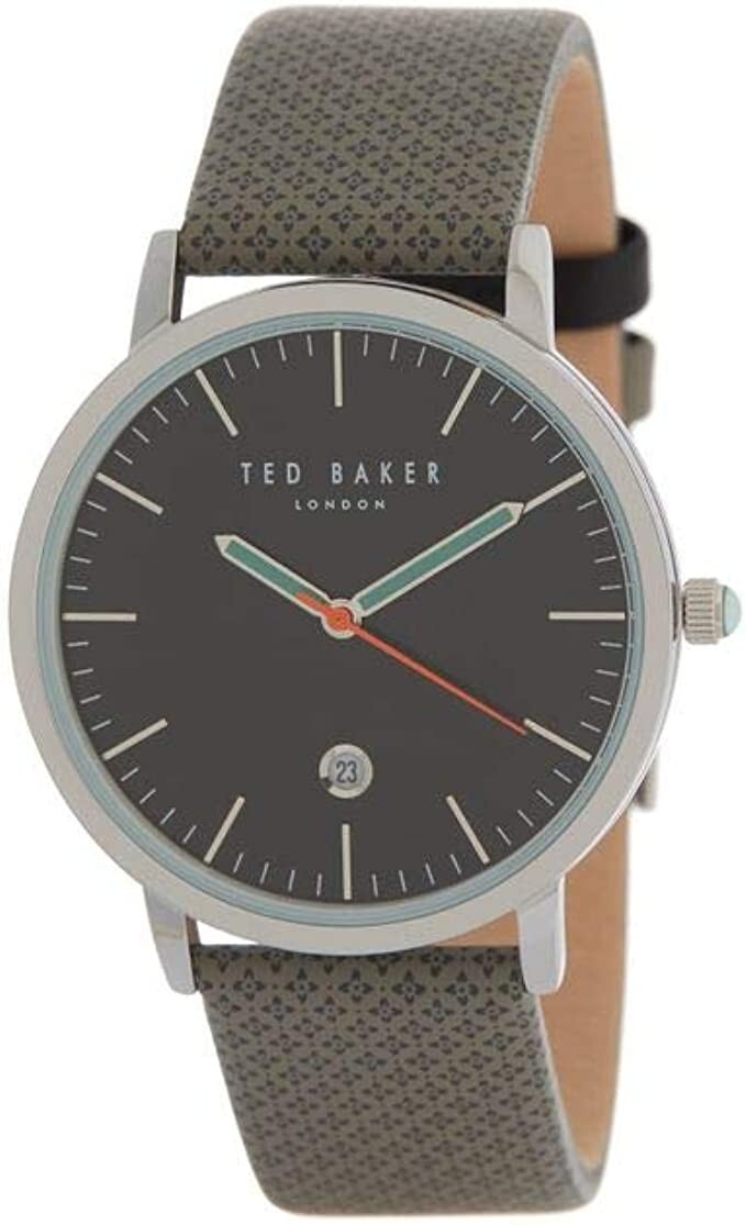 TED BAKER TE50495001 BLACK DIAL GRAY LEATHER STRAP MENS 40MM WATCH