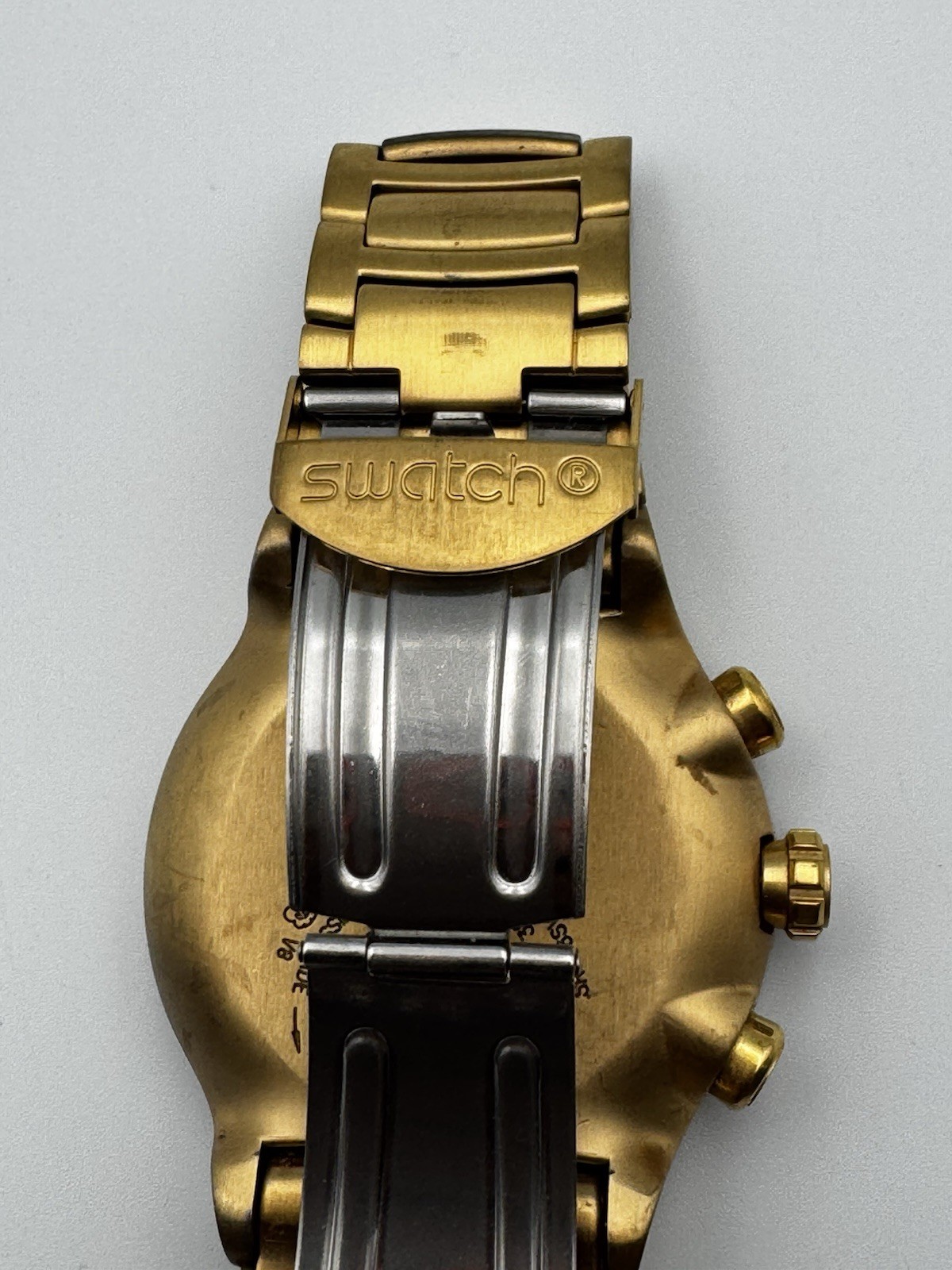 SWATCH IRONY GOLDEN CHEST 47mm Chronograph Wrist Watch YOG100G – Swiss Works