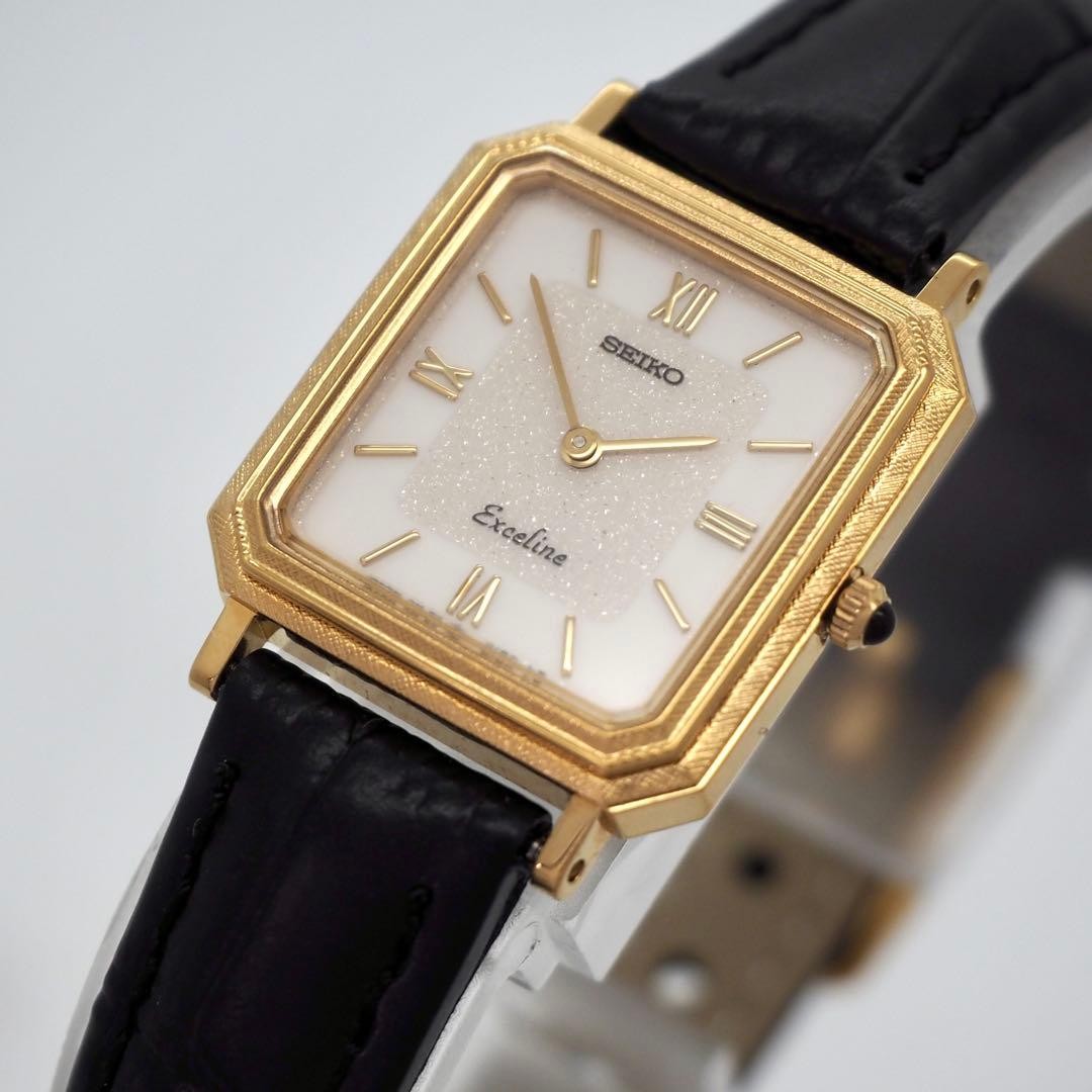 Seiko Excelline SGP30 Square Gold Mens Watch Used SA629