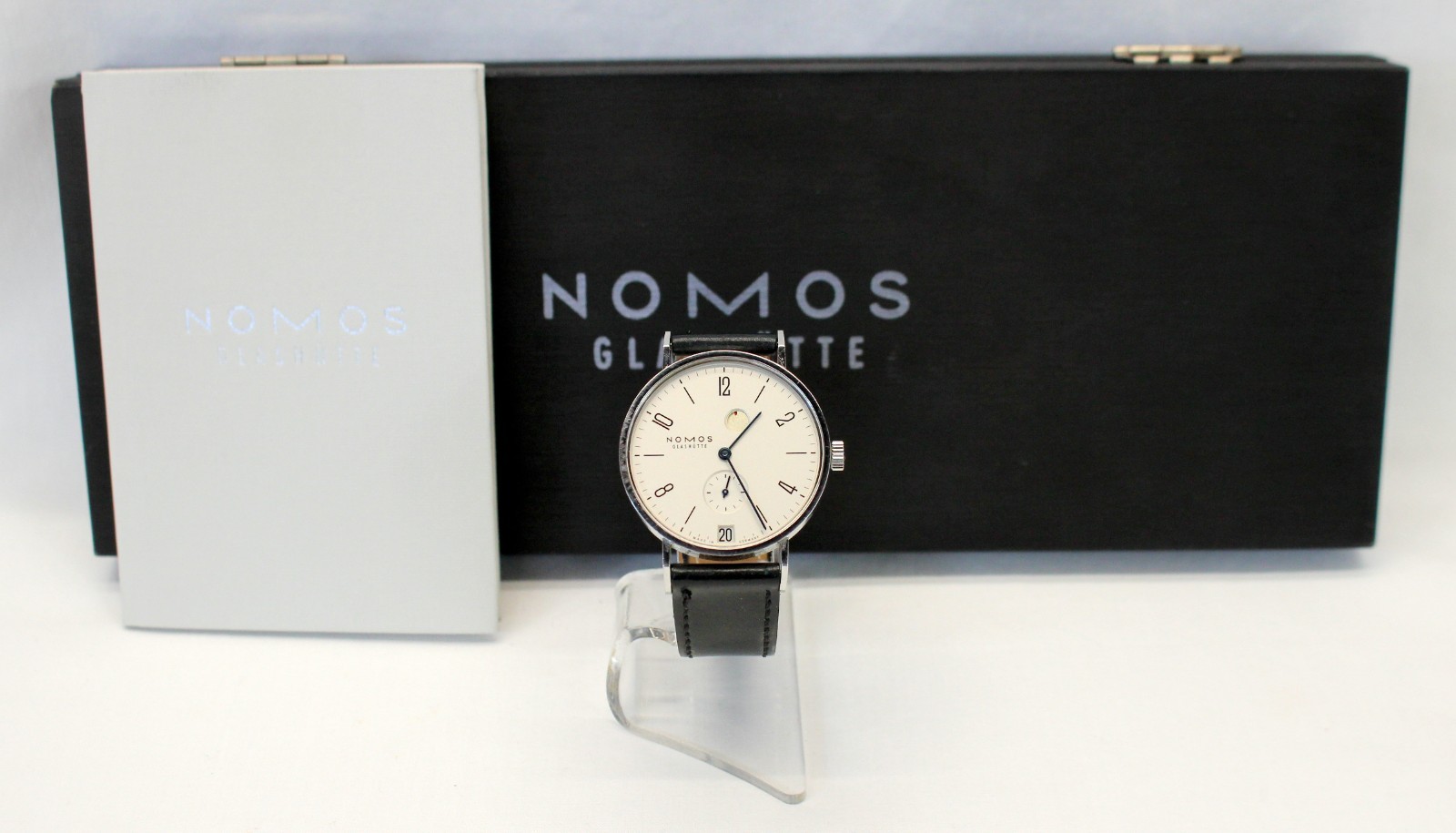 💥Nomos TANGENTE Manual DATE Watch STAINLESS 35mm POWER RESERVE Box & Papers 💥