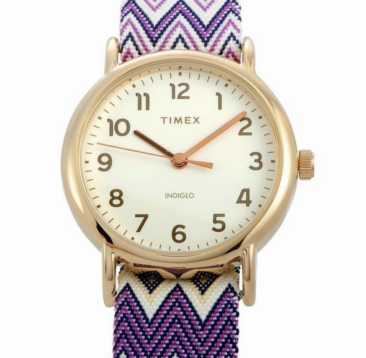 New Timex Weekender Women’s Watch 38mm Gold Purple Chevron