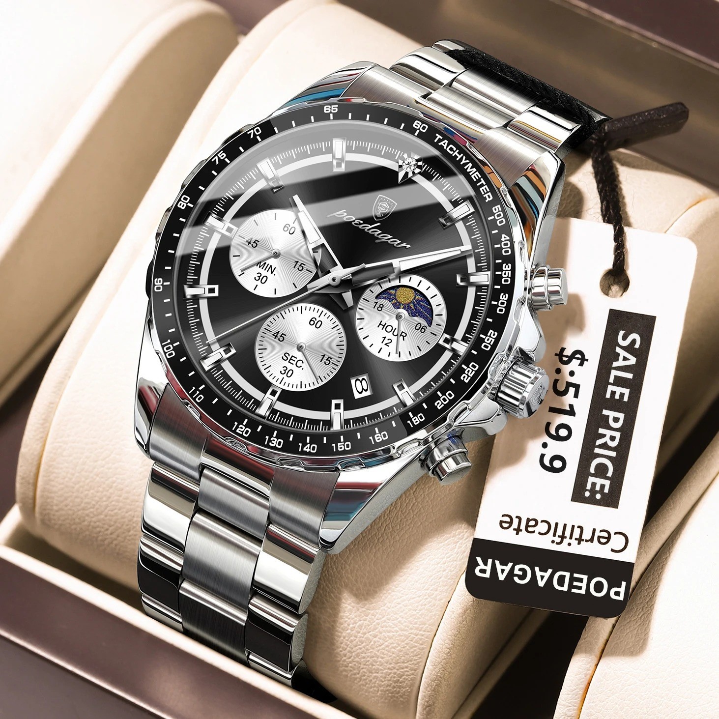 Quality Date Chronograph Light Waterproof Men’s Sport Watch.