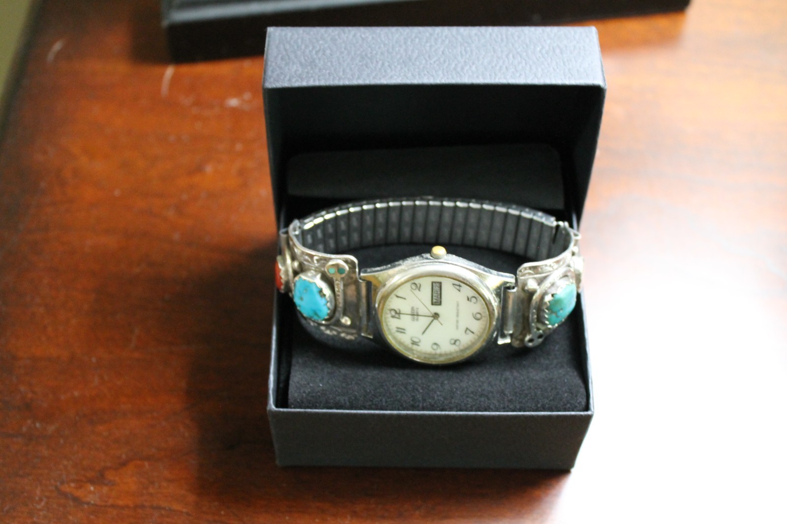 Antique Silver & Turquoise Mens Watch