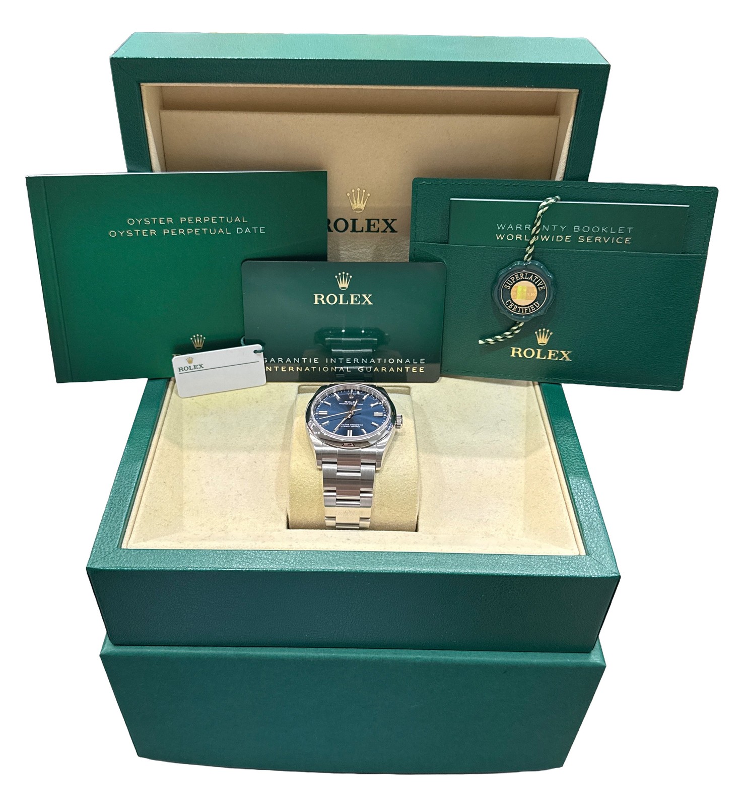 2025 PAPERS Rolex Oyster Perpetual BLUE 36mm Stainless Steel 126000 BOX