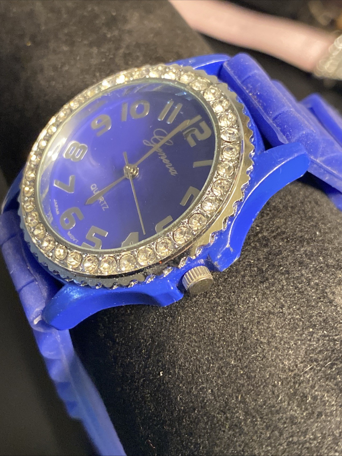 Geneva Silver Tone Purple, Blue Dial And Band Women’s Quartz Watch New Battery