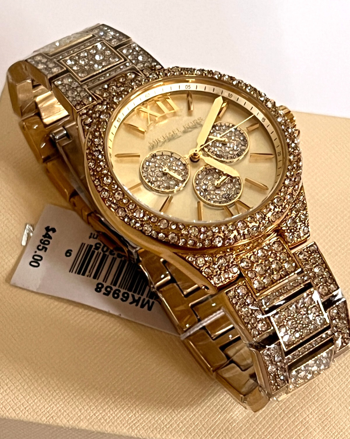 MICHAEL KORS MK6958 Oversized Camille Pavé Gold-Tone Ladies Watch BNWT GBox $495