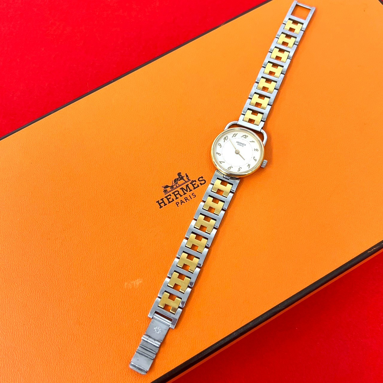 HERMES Arceau Watches Stainless steel Gold Plated Silver 34591