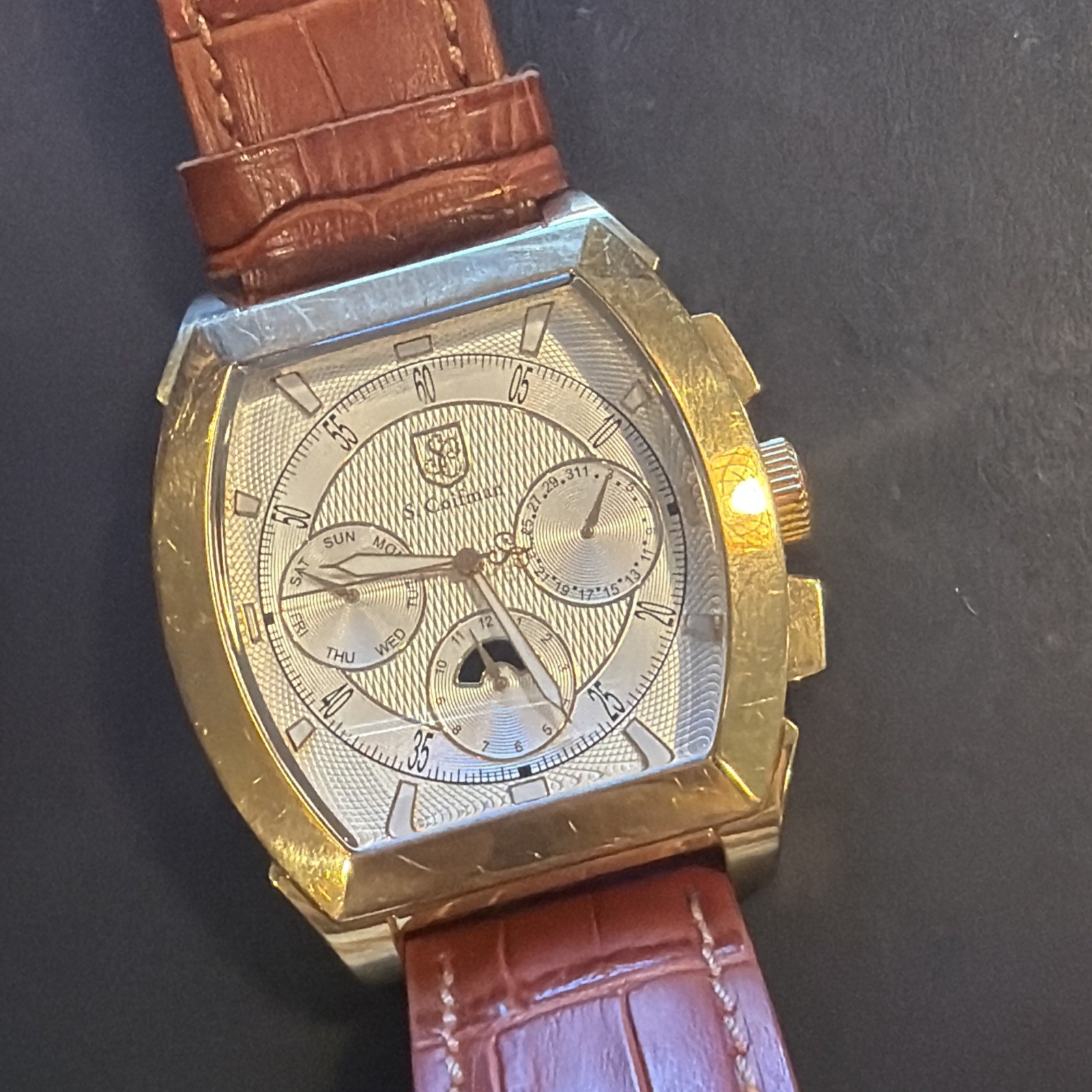 Y14 VTG Genuine S. Coifman Mens Gold Stainless Steel Watch Untested Clean As Is