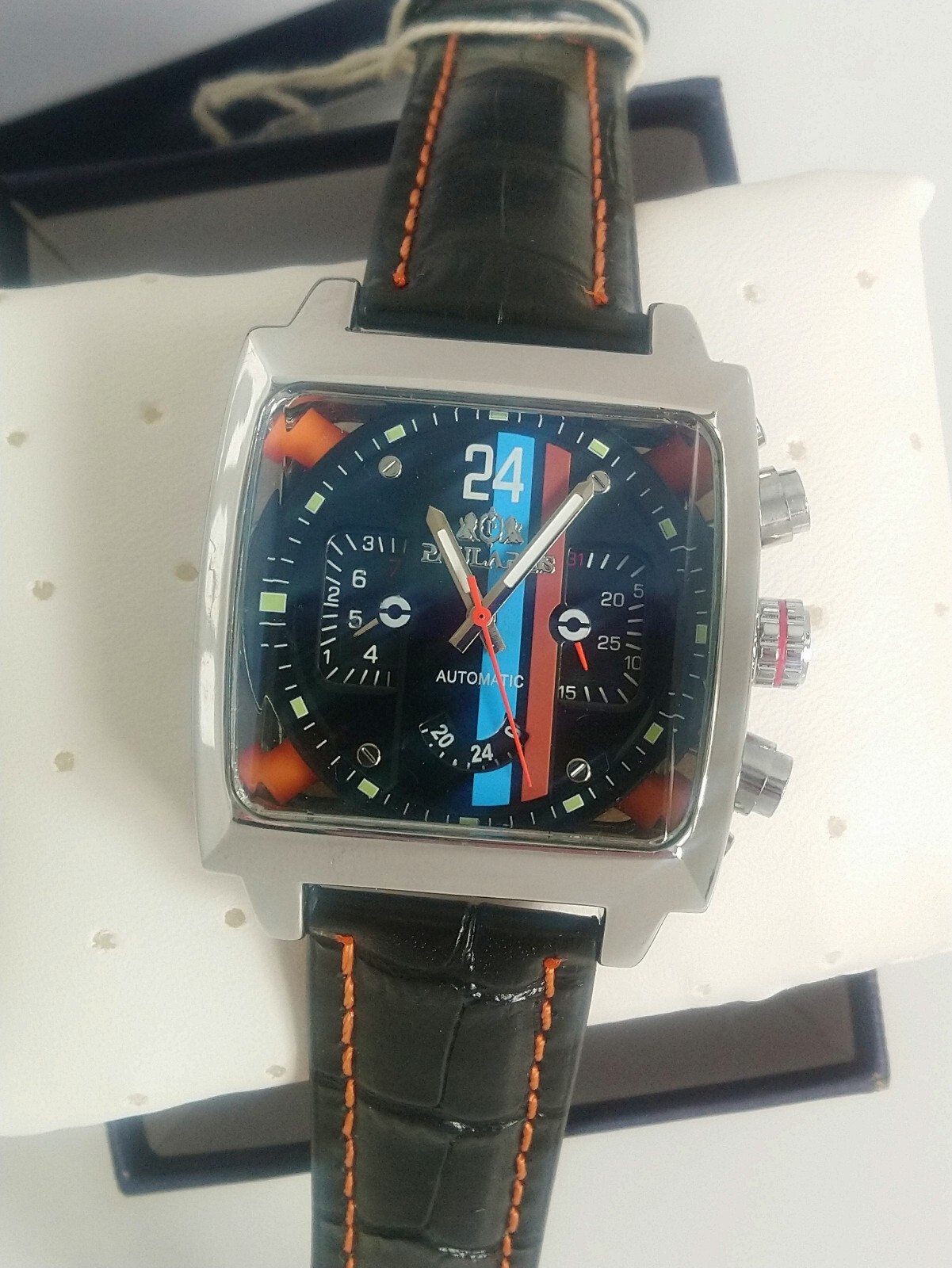 Watch Classic Car Birthday Present New + Boxed Chrome +Leather Strap