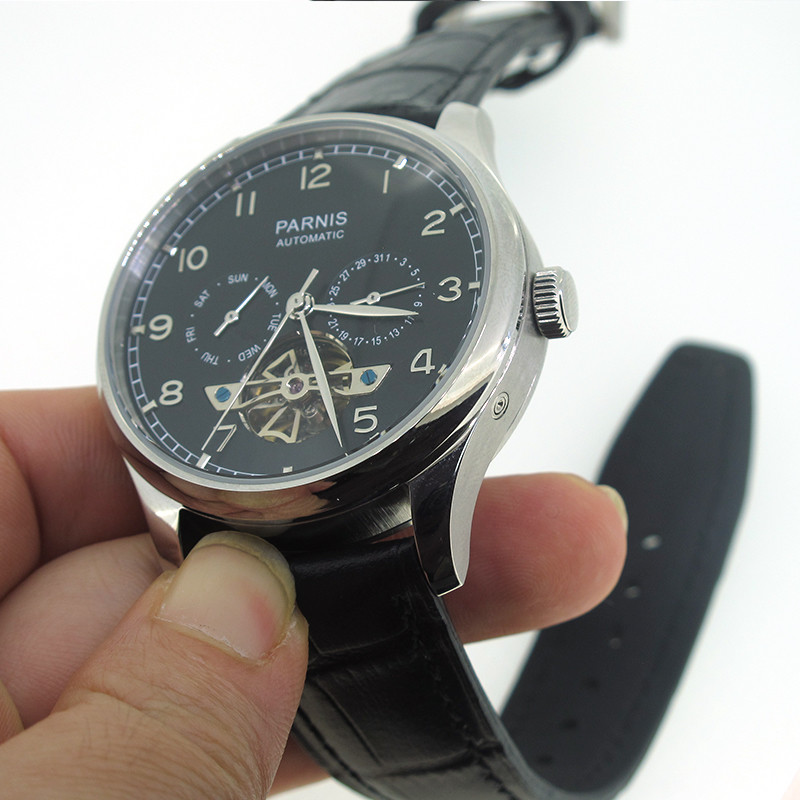 43mm Parnis Date Day Indicator Automatic Movement Men’s Boy Watch Christmas Gift